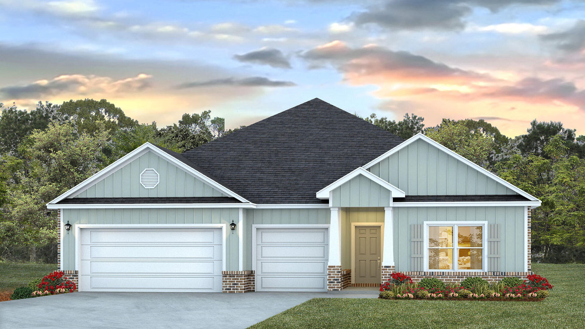 Welcome to 156 Farm Owl Drive W, a new home under construction at Owl's Head Farms in Freeport Florida. This home has an expansive foyer that leads into a well-designed open concept living space with 9' ceilings. Off the entry hall there are two spacious bedrooms that share a modern pass-through full bathroom, perfect for guests or family. The heart of the home reveals a beautifully appointed kitchen, boasting quartz countertops and a tile backsplash, walk-in pantry, sleek stainless-steel appliances, an oversized island that overlooks the great room allowing for entertaining family and guests. An adjacent formal dining nook is full of light with large windows.