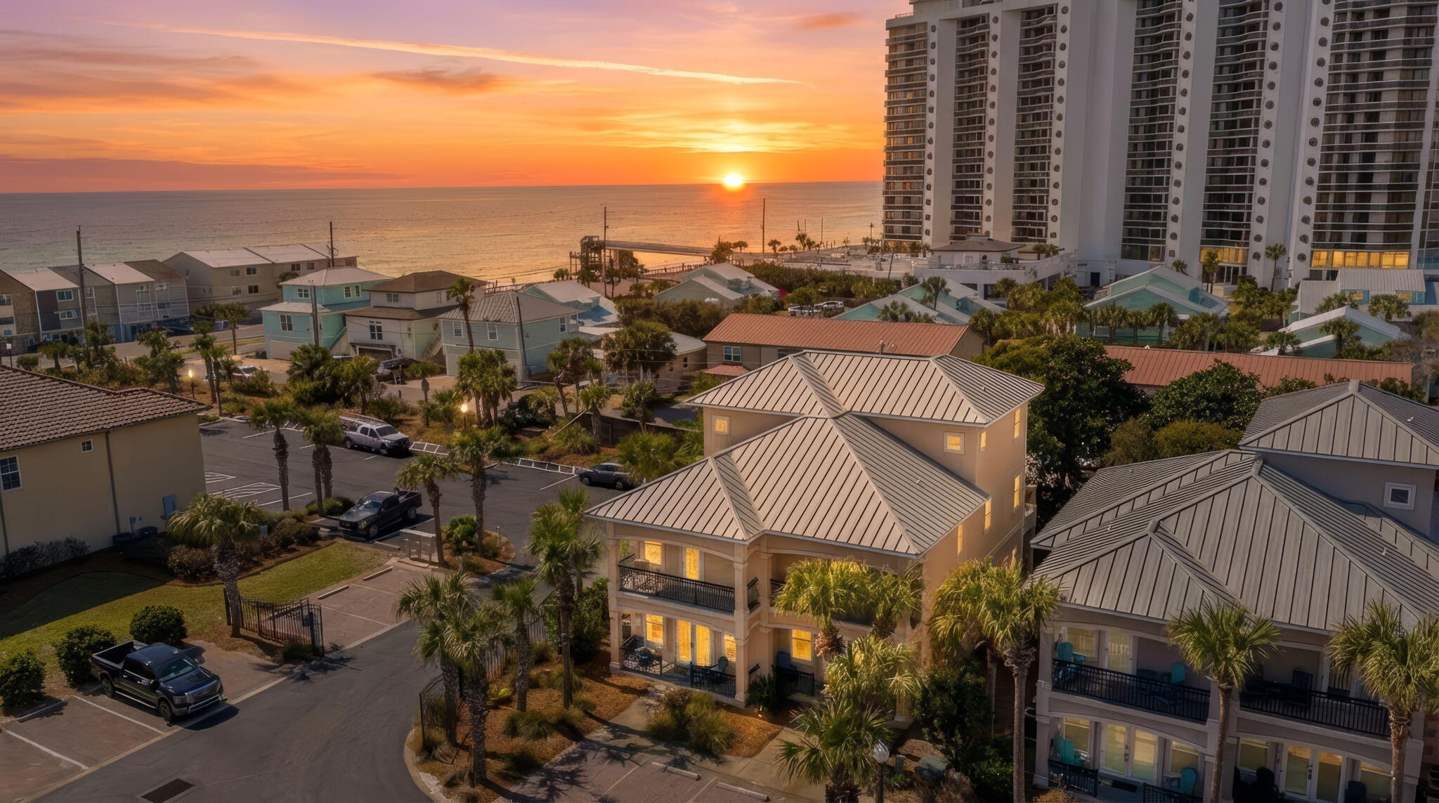 112 Miramar Beach Villas is a 4Br, 4Ba located in Miramar Beach. The main living area has an open floor plan with adjoining kitchen, dining, and living rooms. A guest bedroom with patio access w/storage and a full bath are also located on the first floor. Interior features include new living room furnishings, new barstools, entire unit, including trim, has fresh paint, recessed lighting, two sets of built-in bunks, renovated 2nd and 3rd floor baths, updated (no carpet) flooring, and balcony access for every bedroom. The spacious living room provides abundant natural light, recessed lighting, and under-stair storage. The highly functional kitchen has granite countertops, stainless appliances, tiled backsplash. The 2nd floor Master suite includes a set of built-in bunks in the closet, access to a large balcony, and a private bathroom. This large bathroom features a double-sink vanity, a tiled shower, and a water closet. The 2nd Floor guest bedroom has an en-suite bathroom and its own balcony. 

The 3rd floor Master suite includes a sitting area, access to a balcony, and a renovated bathroom. 

Neighborhood amenities include a community pool and dedicated beach access. Conveniently located to life's essentials - grocery stores, restaurants, etc.