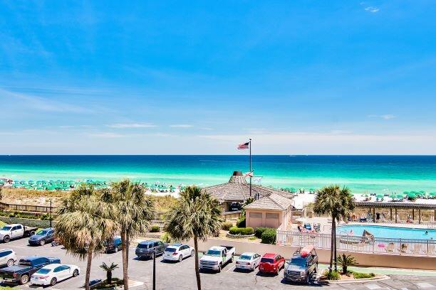 Jetty East is a Gated 6-story midrise with under building parking located on the beautiful sugar sand beach in Destin, Fl. The location is unique as it is located on Holiday Isle (Gulf Shore Drive) which ends at Destin Harbor.  It's great for biking or walking. The jetties of the east pass make a great spot to snorkel or fish from the jetties.   Jetty East is one of the few condos to offer covered parking.  Gulf side 1 bedroom, 1 bath condo on the 3rd floor which is the 4th level affording gorgeous views.   Gross Rental Income 2023 of $$33,646, 2024 $32,500.  Unique Kitchen layout adds the feel of additional living space.   Stainless steel appliances, tiled backsplash, custom cabinets and granite in the bathroom and kitchen. The unit features EFCO (category4) sliding glass doors and windows paid for by the seller.  Approximately $15,000 value.  Begin and end each day enjoying spectacular morning views of the Gulf of Mexico. Enjoy evening sunsets and seasonal fireworks from the beach. Great location for shopping, grocery stores (New Publix) and restaurants. Jetty East Amenities: 900 feet of beach, 2400 sq. ft. pool with sun deck, hot tub, beach side pavilion with charcoal grills, tennis courts, pickleball, fitness room, kids' activities, music entertainment, shuffleboard, covered parking, 24-hour security. Nice owners room with full kitchen for meetings or parties.  Financing Note: Jetty is a Non-warrantable/ Condotel.   No conventional (government backed Fannie or Freddie) financing.