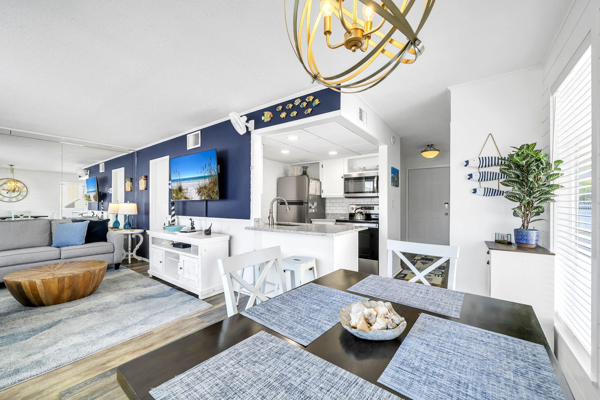 Sandpiper Cove 1013 is a beautifully updated and inviting coastal retreat, thoughtfully refreshed to enhance both comfort and style. The unit features all-new appliances installed in 2024, including a refrigerator, stove/oven, dishwasher, and microwave. Additional upgrades include new blinds throughout, updated lighting in the kitchen, bathroom, and dining area, as well as new furniture in the main living spaces. Cosmetic improvements can be seen throughout the property, along with a brand-new sliding glass door that brings in natural light and easy access to outdoor relaxation. Guests of Sandpiper Cove enjoy access to an impressive array of complimentary amenities designed for both recreation and relaxation. The property offers tennis courts, pickle ball courts, a 9-hole chip-and-putt golf course, shuffleboard, five swimming pools (two of which are heated), and three jacuzzis. A private beach provides the perfect setting for soaking up the sun and enjoying the Gulf. On-site conveniences further elevate the experience, including a beachside bar and grill, a full-service restaurant, and water taxi service, making it easy to explore and enjoy everything the area has to offer.