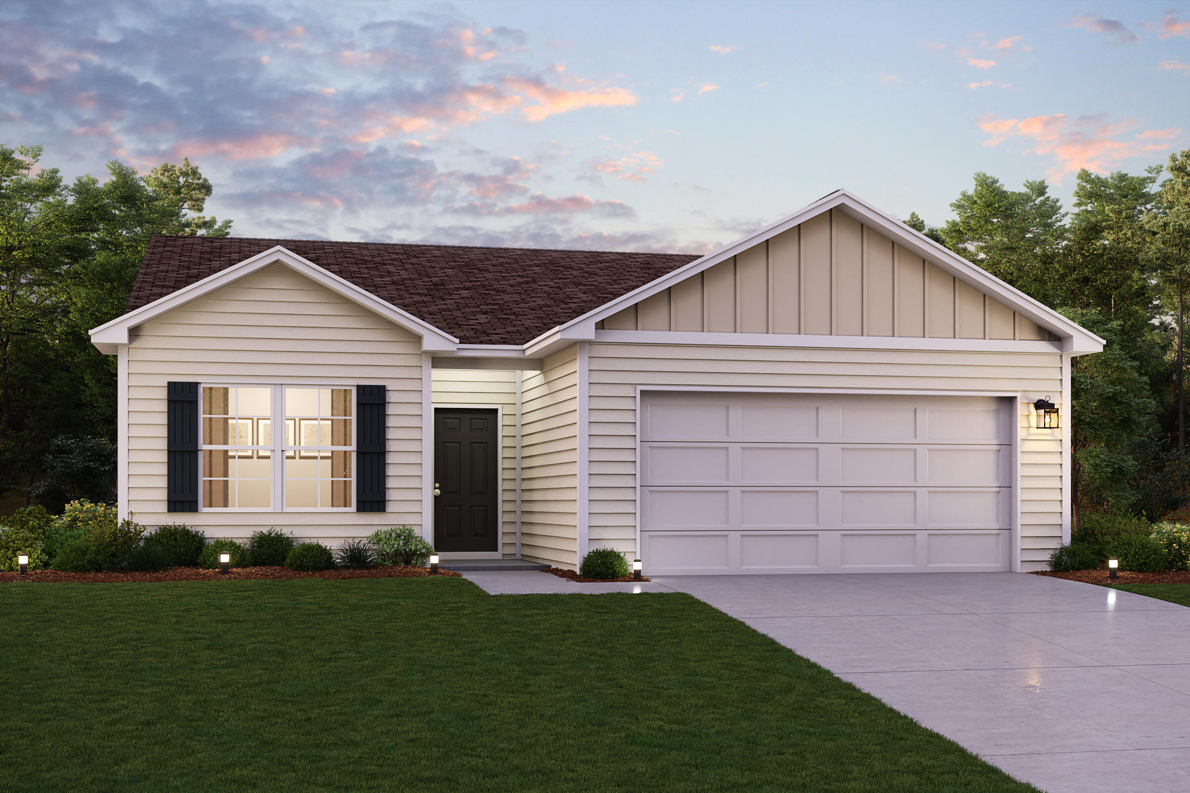 Discover Your Dream Home in the Cat Island Estates Community! The Beaumont Plan features a spacious open-concept design, seamlessly connecting the Living, Dining, and Kitchen areas, perfect for relaxation and entertaining. Natural light fills the home through Low E insulated dual-pane vinyl windows, highlighting elegant Shaker cabinets, quartz countertops and  stainless steel appliances, including an electric smooth top range, dishwasher, and over-the-range microwave in the kitchen. Retreat to the expansive primary suite with a private bath, dual vanity sinks, and a generous walk-in closet. This home also offers two well-appointed bedrooms, a thoughtfully designed secondary bathroom, and a serene patio--ideal for enjoying morning coffee or sunsets. Experience modern living at its finest!