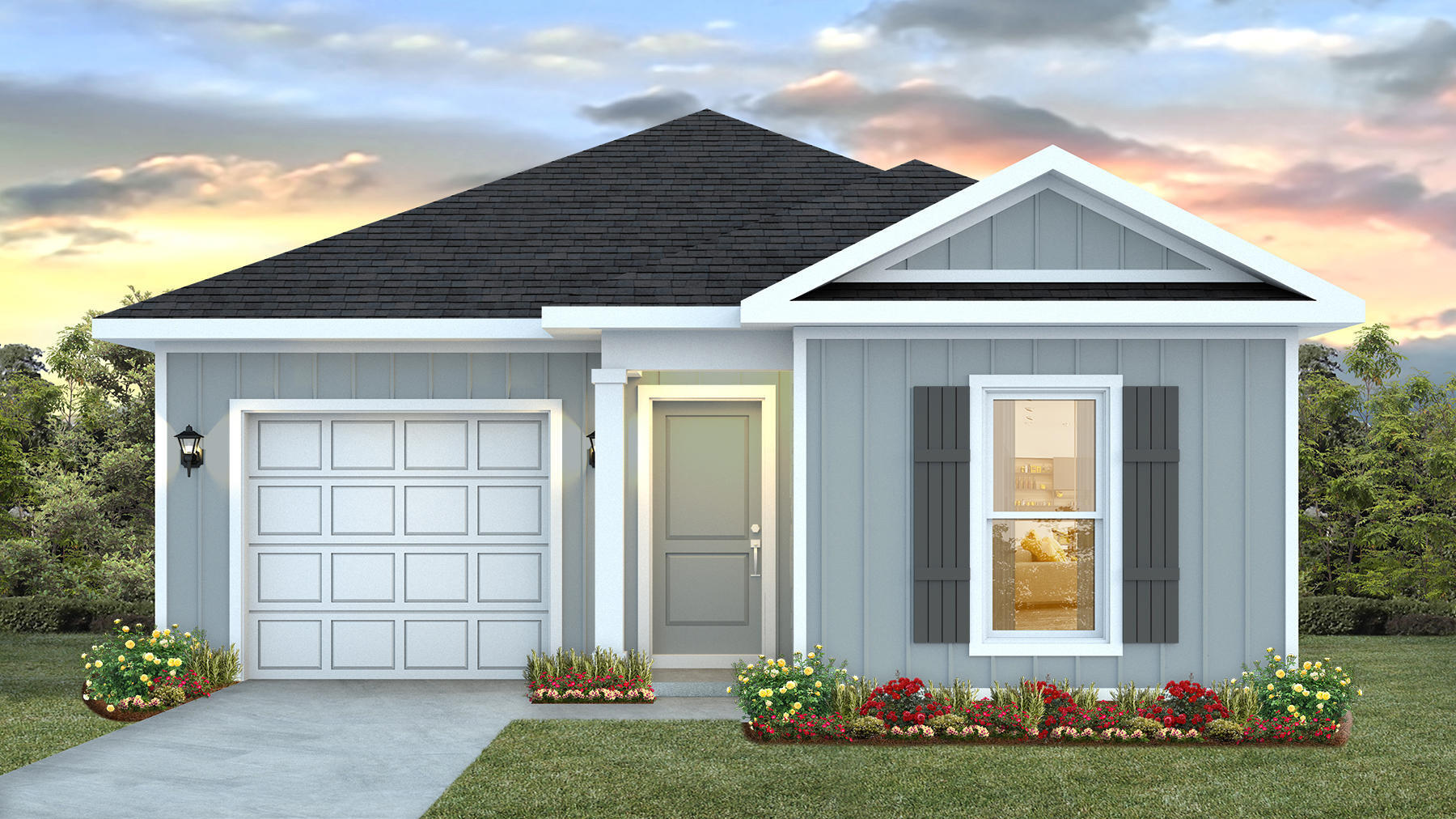 Welcome to Waterside at East Bay! Brand NEW community featuring a lovely community dock on the pond. The 'Delilah' model is a highly desirable open concept floorplan, 3 bedrooms, 2 bathrooms, 1-car garage, and the 'Smart Home Connect 'System with a variety of convenient Smart Home devices you will love. Open concept living room with the dining area open to the kitchen and living room with lots of windows for natural lighting. The well-designed open kitchen includes stainless steel appliances, a smooth-top range, built-in microwave, quiet dishwasher, pantry, island bar, eye-catching wood-look flooring, and plush carpet in the bedrooms. Quartz countertops in the kitchen and baths. 9-foot ceilings throughout. Fabric Hurricane door and window protection is also included. Call 850-749-5832 today for more info! ALL LISTING pictures, colors, features, and size may vary. Square footages are approximate.