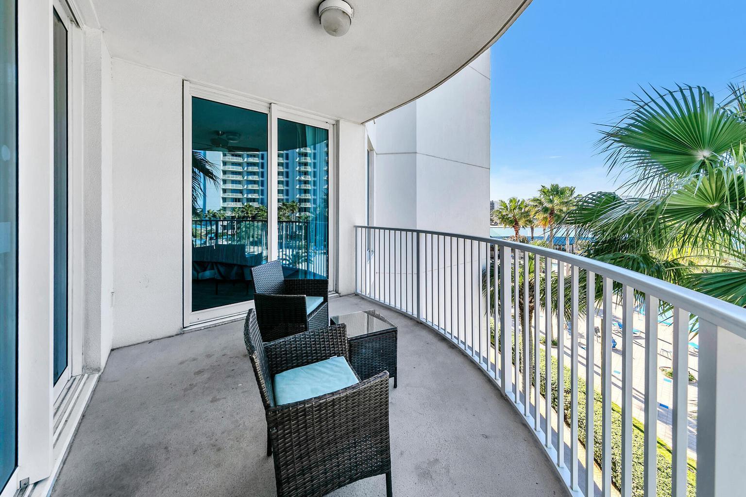 Welcome to your perfect coastal retreat at the Palms of Destin--where resort-style living meets one of the most sought-after locations along the Emerald Coast.

This beautiful 4th-floor, two-bedroom condo offers serene views overlooking the resort's stunning lagoon-style pool. Inside, you'll find a bright, open-concept living and dining area designed for both comfort and entertaining, seamlessly extending to an expansive private balcony--perfect for morning coffee or unwinding after a day at the beach.