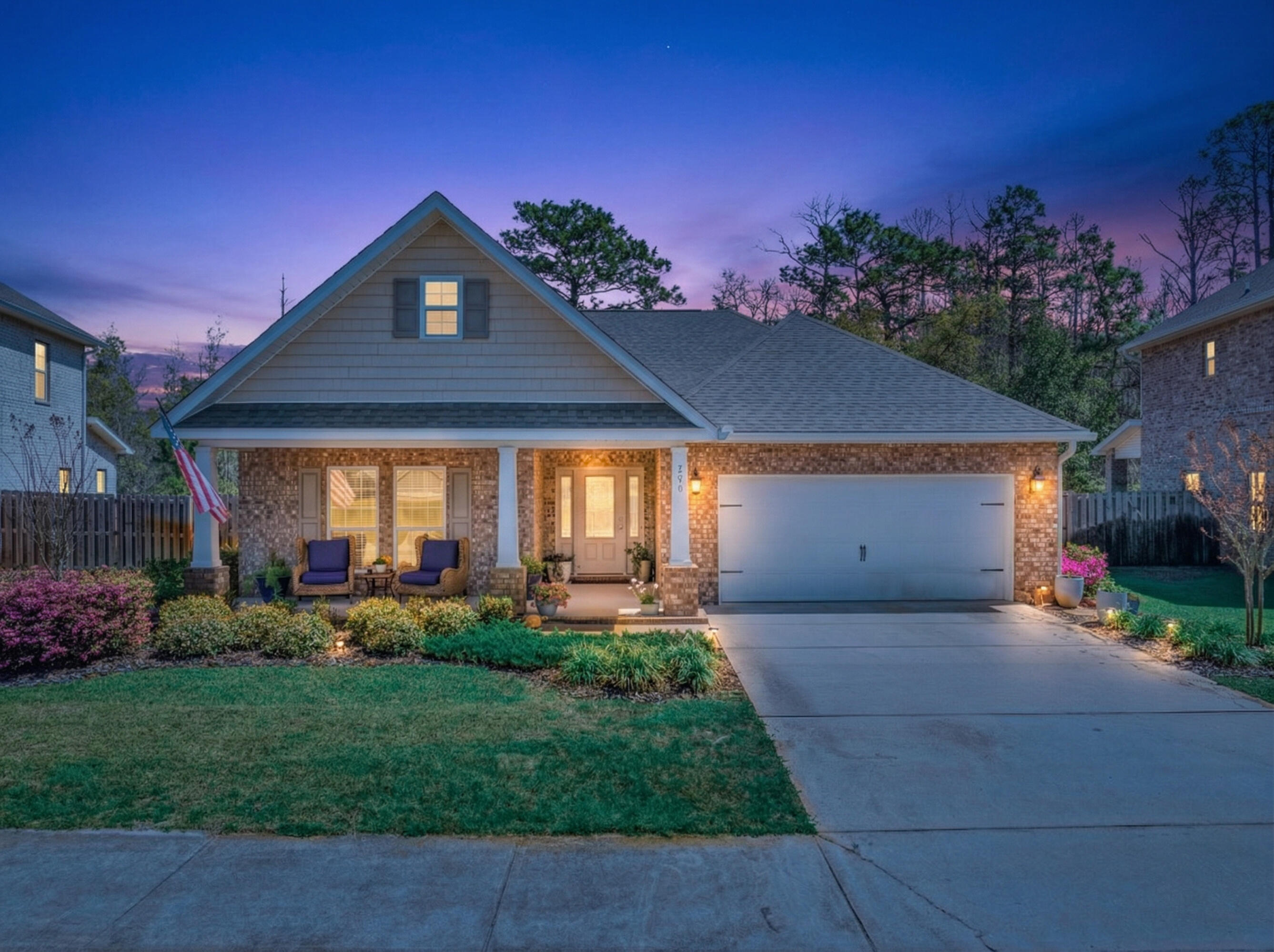 This beautiful single-level home in the popular Peach Creek subdivision offers serene pond views and exceptional privacy. Ideally located just minutes from 30A's stunning beaches, top-rated schools, shopping, and golf, and only a short drive to iconic Seaside! 

Relax on the covered back porch or unwind by the fire pit while enjoying peaceful nature views in the spacious backyard. Inside, the kitchen features stainless-steel appliances, white cabinetry, and a kitchen island--perfect for casual dining and entertaining. The dining area is bright and inviting, filled with natural light. 

This thoughtfully designed floor plan offers a private primary suite separated from the two guest bedrooms. The spacious primary en suite includes a large soaking tub, separate shower, and double vanity. Additional highlights include an irrigation system, doorbell camera, and a two-car garage. Schedule a showing today!