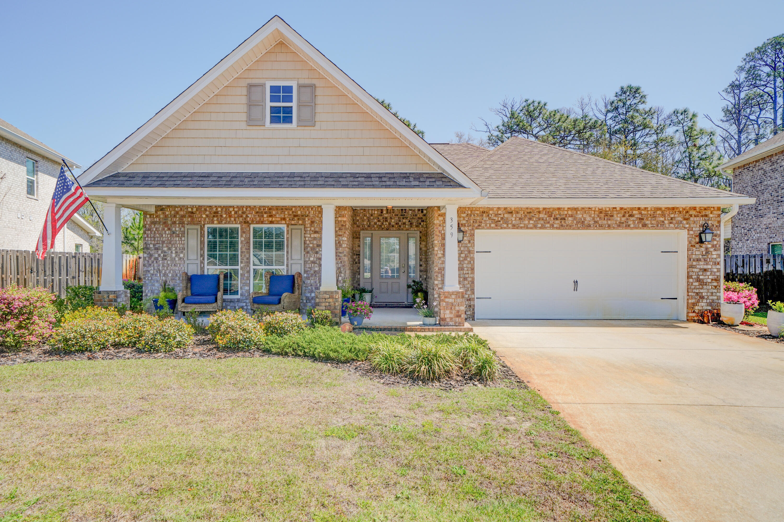 This beautiful single-level home in the popular Peach Creek subdivision offers serene pond views and exceptional privacy. Ideally located just minutes from 30A's stunning beaches, top-rated schools, shopping, and golf, and only a short drive to iconic Seaside! 

Relax on the covered back porch or unwind by the fire pit while enjoying peaceful nature views in the spacious backyard. Inside, the kitchen features stainless-steel appliances, white cabinetry, and a kitchen island--perfect for casual dining and entertaining. The dining area is bright and inviting, filled with natural light. 

This thoughtfully designed floor plan offers a private primary suite separated from the two guest bedrooms. The spacious primary en suite includes a large soaking tub, separate shower, and double vanity. Additional highlights include an irrigation system, doorbell camera, and a two-car garage. Schedule a showing today!