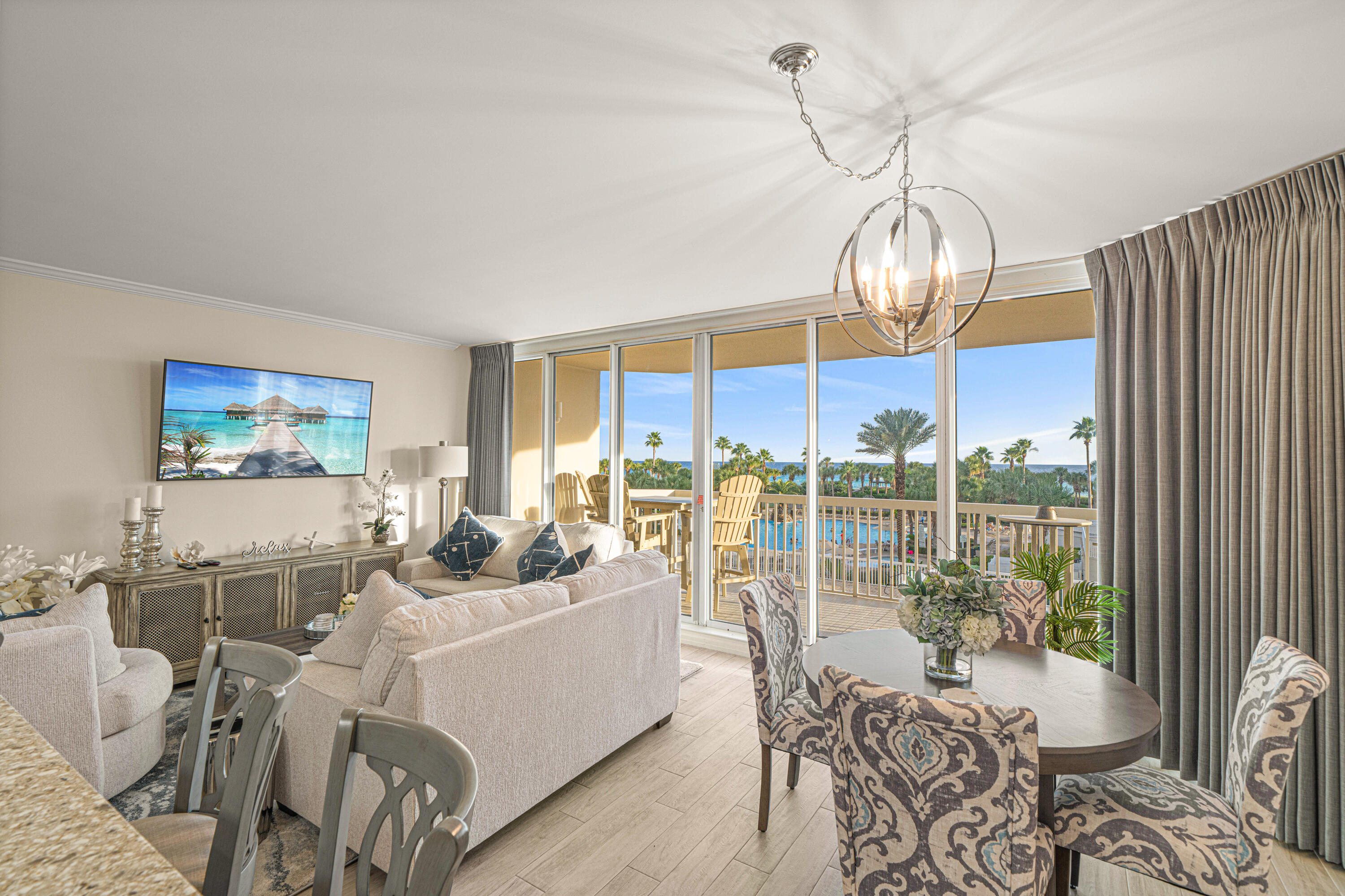 FULLY UPDATED RESORT-STYLE COASTAL CONDO

You might find yourself thinking something unexpected when you walk through this residence:

'I can't think of what I would change.'

If you have been searching for a fully updated coastal condo that already feels ready the moment you arrive instead of something that slowly turns into a project, this one stands out quickly.

The living space opens naturally toward the balcony and the water beyond, creating the kind of light and connection buyers usually hope to find along the Emerald Coast.

There is a true dining area instead of only bar seating. The kitchen feels clean, updated, and easy to enjoy right away. Then you step onto the covered balcony overlooking the lagoon-style pool with views stretching toward the Gulf and something shifts.

This starts to feel like what owning along the Emerald Coast is actually supposed to feel like.

Somewhere you relax instead of somewhere you manage.

What surprises many people most is realizing how little they need to leave once they arrive.

Private beach access
Indoor and outdoor pools
A full fitness center
Sauna and spa services
Pickleball and tennis courts
The Sand Bar
Onsite dining just steps away

The community is designed so most of what owners look forward to during a coastal stay is already right here. Many owners also appreciate the flexibility of generating rental income during the times they are not using the residence themselves, helping make ownership feel even more practical.

Instead of planning trips around reservations, errands, and driving across town, this becomes somewhere you simply arrive and enjoy.

For many buyers, this is the moment the search starts to feel complete.

Most buyers know within minutes of walking through it.