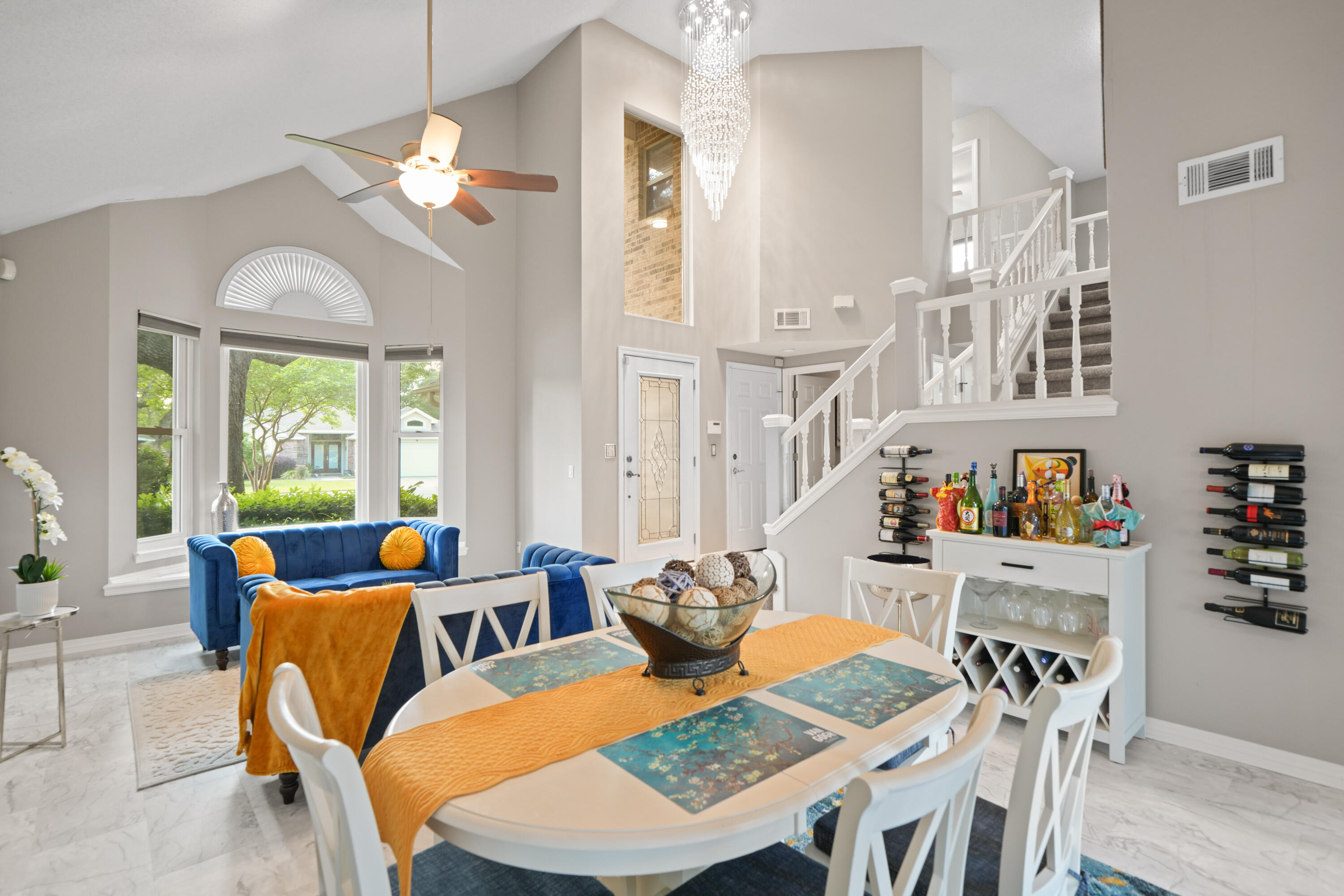 Golfers Dream Home with perks like 1 free round per quarter, pro shop discounts, and more. Ask agent for additional perks. Don't miss this immaculate custom-built home by Robert Fisher on the 8th green of the Shalimar Pointe golf course in the highly desirable gated community of Shalimar Pointe. Step inside to a bright, elegant, and open layout featuring a spacious foyer highlighted by an open staircase and striking chandelier that separates two versatile living areas, each with its own dining space, perfect for entertaining or flexible living arrangements. First floor updates include all new flooring throughout, half bath has been recently renovated with updated fixtures, updated fireplace surround and updated the custom built-in.
 The kitchen is well-appointed with newly refinished cabinets, Stainless Steel Appliances including a newer gas range, center island, and a large window over the new sink offering picturesque views of the golf course and beyond.
Thoughtful updates and meticulous care are evident throughout including new light fixtures, new flooring, renovated and updated bathrooms, resurfaced fireplaces, and more.
The spacious primary suite is a true retreat, featuring a private balcony overlooking the golf course perfect for enjoying morning sunshine or peaceful evenings. The en-suite bath includes a raised ceiling, all new tile, whirlpool garden tub, separate shower and water closet, double vanity with expansive mirror and new light fixture, plus a generously sized walk-in closet and conveniently located linen storage.

All large furniture conveys with the home. 

This is a rare opportunity to own a beautiful golf course home in one of the area's most sought-after communities! 

Schedule your showing today!