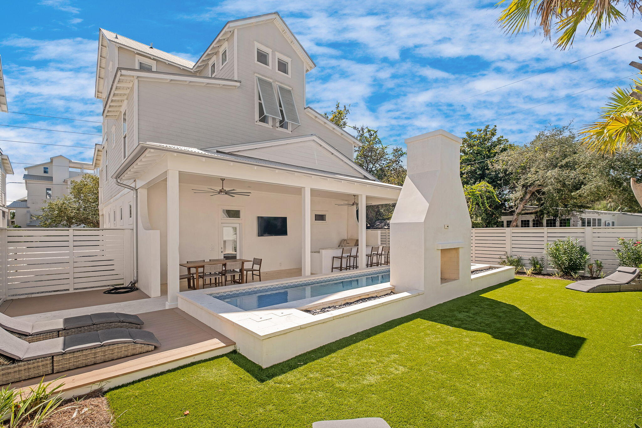 An exceptional opportunity to own a luxury 30A Gulf-view home with dedicated beach access, strong rental income potential up to $240K annually, and walkability to Seaside in one of Emerald Coast's most sought-after destinations. Ideally positioned along Scenic Highway 30A, this turnkey property is offered fully furnished with future bookings in place, making it a seamless investment and lifestyle purchase.
Located just one mile from Seaside, the home sits within a high-demand rental corridor known for consistent occupancy and long-term value. A pedestrian pathway leads directly across the street to a private beach easement exclusive to Gulf Shore Manor, offering easy access to the sugar-white sands and emerald waters of the Gulf.
Set on a spacious corner lot, this six-bedroom home is thoughtfully designed to accommodate large groups while maintaining comfort and style. Flexible sleeping arrangements, including custom built-in bunks, make it ideal for both personal use and maximizing rental performance. Recent upgrades have elevated the property, highlighted by a newly designed backyard oasis featuring a resort-style pool and spa, covered outdoor kitchen, and bar. This private outdoor space is perfect for entertaining and enhances the overall guest experience, adding significant value for both owners and renters. This is a rare chance to own a high-performing luxury beach home on 30A that delivers both lifestyle and income. Schedule your private showing today.