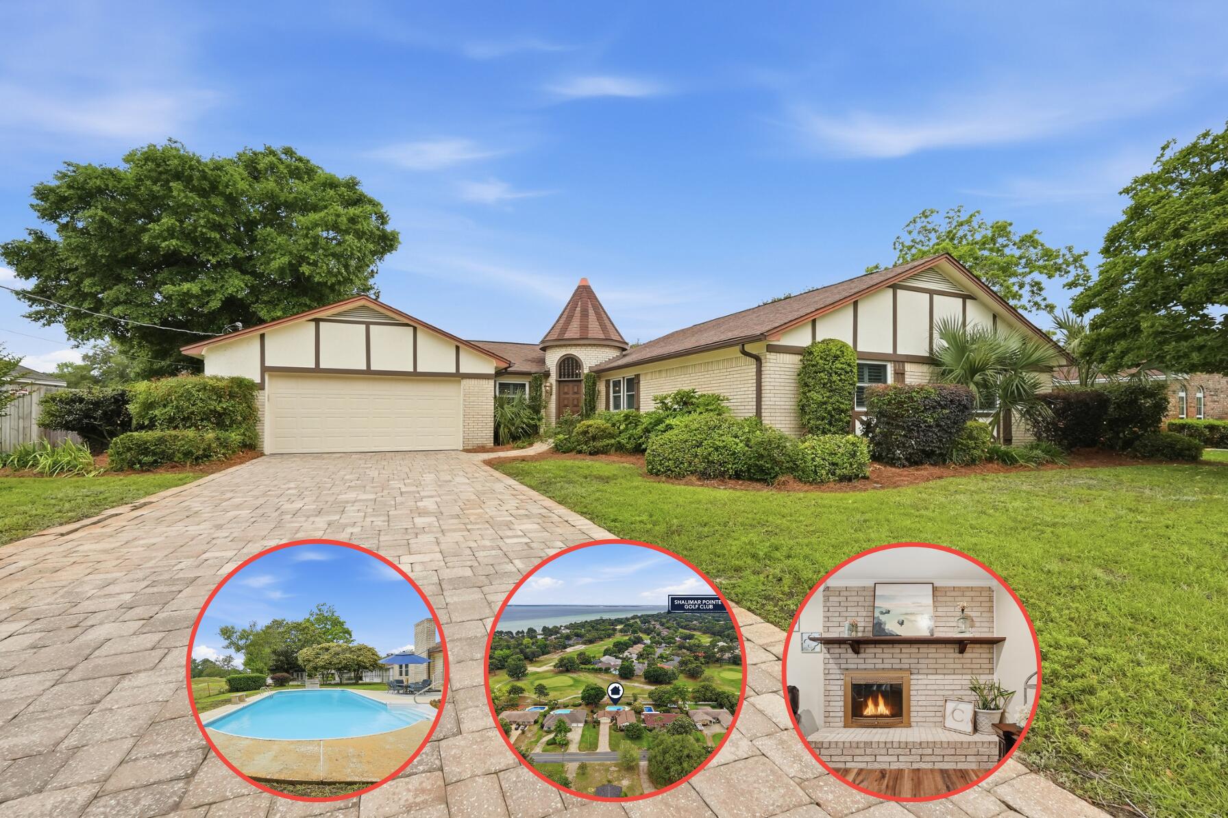 Welcome to a home with a POOL AND on the GOLF COURSE that truly stands out from the curb. This charming exterior showcases a beautifully maintained brick facade accented with timeless Tudor-style trim. A standout architectural feature is the unique turret-style entry, complete with a steeply pitched roof and arched doorway-giving the home a subtle, storybook castle-like presence that sets it apart from the rest. Boasting four bedrooms AND a bonus room this home offers so much space! A long list of upgrades to include copper wiring, new floors, stainless appliances and SO much more! 2025 Lawn pump, 2017 HWH, 2019 A/C, 2025 UV light addition to AC, 2017 impact glass windows and garage door, 2021 pool sand filter, 2023 variable speed pool pump, 2026 new carpet in bonus room,  2025 Lawn pump, 2017 HWH, 2019 A/C, 2025 UV light addition to AC, 2017 impact glass windows and garage door, 2021 pool sand filter, 2023 variable speed pool pump, 2026 new carpet in bonus room, bamboo flooring in bedrooms, 2024 LVP floors in main areas, 2024 gutters, 2025 dishwasher, fridge and microwave, 2025 washer and dryer. Don't miss out! Schedule your showing today!