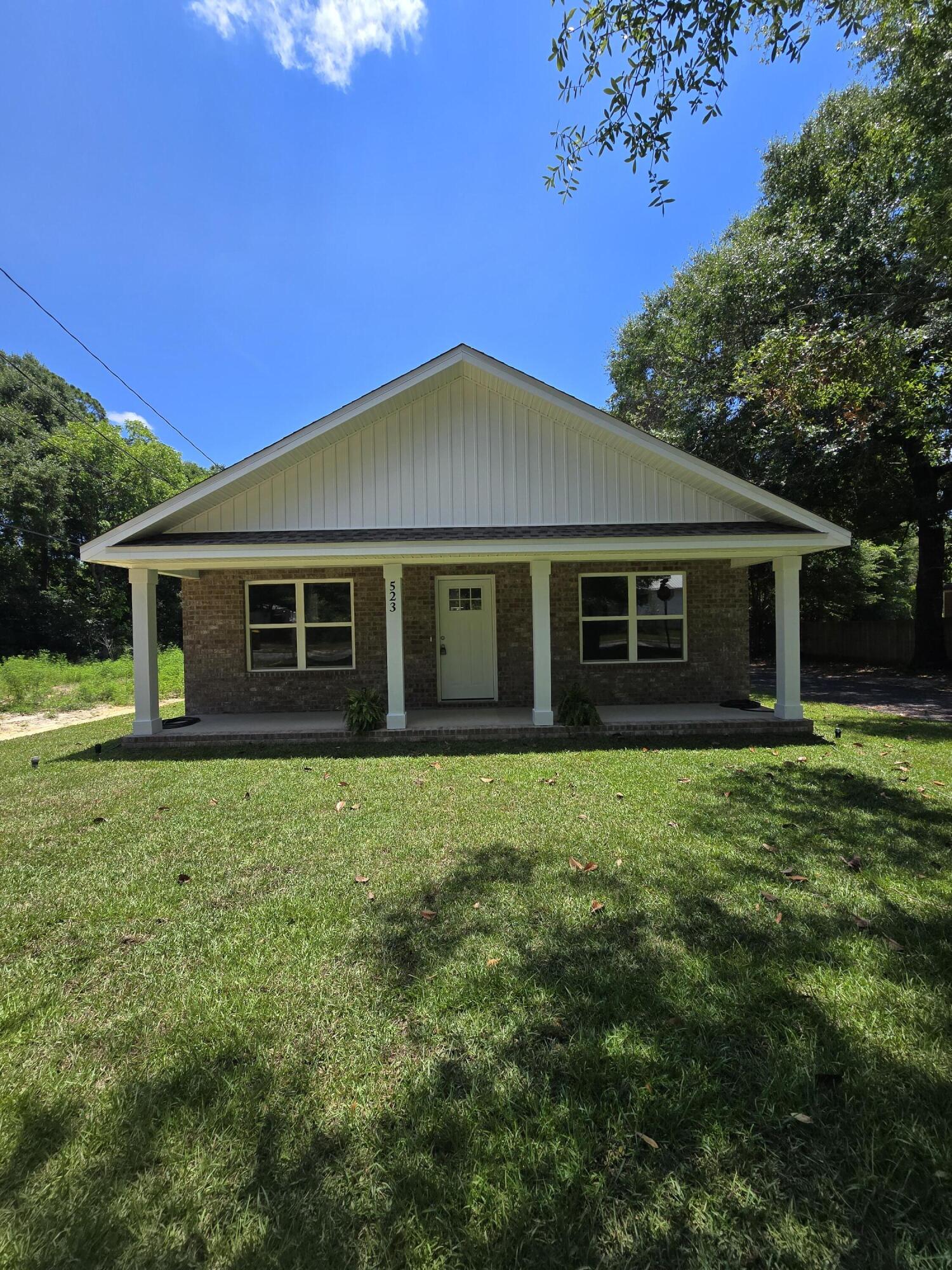 Charming 3 bedroom, 2 bath ALL BRICK home in the heart of Crestview with an incredible price for NEW construction. This lovely home features an open floor plan with LVP flooring throughout and full walk-in closets in every bedroom. The kitchen and bathrooms feature white cabinets and quartz countertops, and it comes with a FULL Kitchen Stainless Steel appliance package.  It also has gorgeous Champagne Bronze fixtures to compliment the comfort of the home.  Please call the listing agent to schedule a showing today!