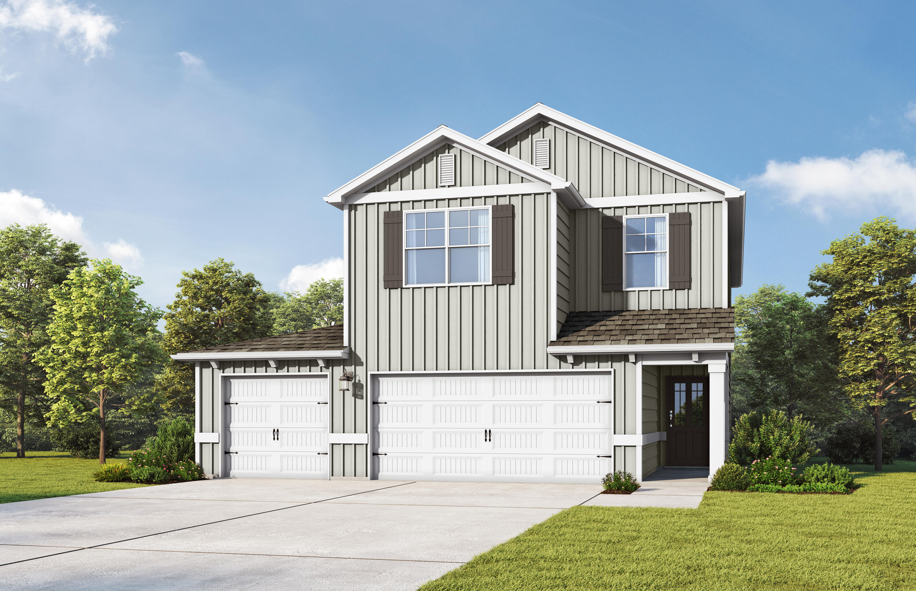 The Winston. The covered front porch is perfect for sipping sweet tea and greeting your neighbors. Inside you find the social hub of the home at the quartz island in the kitchen. While everyone gathers around, snacking on appetizers and sharing stories about their week you don't miss a beat with the openness of the living space. Enjoy dining in the eat-in kitchen, or step right outside to your covered patio, put your grill skills to work and break bread outside. Upstairs there is plenty of space to relax & rejuvenate in the generously sized primary suite. Enjoy a soak in the garden tub to end your day. You'll love the multi-function use of the loft as a game room, study, playroom, or second living room! All 3 bedrooms upstairs feature trey ceilings. One additional bedroom downstairs with a