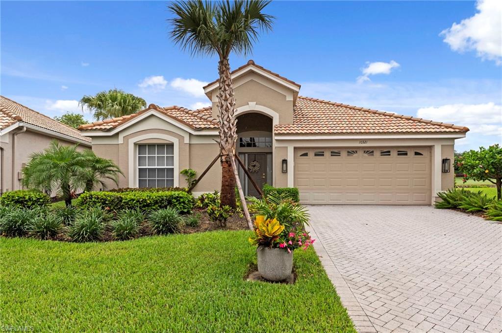 This turnkey, beautifully updated two-bed plus den, two-bath home is located in one of Southwest Florida's most sought-after bundled golf communities, Copperleaf at The Brooks. The Cypress model features a thoughtfully designed open-concept great room floor plan, a versatile den, and an under-air Florida room that expands the living area. Recent updates include a new roof (2020), resurfaced and retiled pool (2025), new bedroom flooring, fully renovated bathrooms, updated appliances, including a new AC (2024), and recently added high-end furnishings. Outdoor living is a priority, with a private pool, large screened lanai, western exposure delivering spectacular sunset views, and a picturesque backdrop of the 12th hole, a tranquil lake, and a water fountain. Situated on a quiet cul-de-sac just steps from the community amenities, this home offers an exceptional combination of privacy, convenience, and country club living. Copperleaf at The Brooks is a gated bundled golf community known for its championship golf course and outstanding amenities. Residents enjoy a recently renovated clubhouse with multiple dining options, a pool and spa, fitness center, tennis and bocce courts, and an active social calendar. Residents also have the option to join The Commons Club, which offers a private beach club, restaurant, pool, fitness center, and pickleball courts. Conveniently located near Coconut Point Mall, the community offers easy access to shopping, dining, Southwest Florida International Airport, and Bonita Springs beaches.