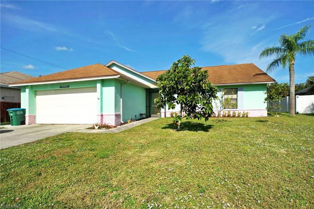 If you are looking for a home in the PELICAN area, then you have found your home.  This home has 3 BEDROOMS plus 2 bathrooms with over 1300 sq ft. under air.  You have nice high ceilings with tile and laminate flooring throughout.  The kitchen has been remodeled recently with nice wood cabinets, granite countertops and stainless steel appliances.  The spacious great room opens to the kitchen to allow for great entertainment with your family and friends.  The master bedroom features chair rail, custom cabinets in the closet plus an updated master bathroom with newer cabinet, faucets and sink.  In addition to a HUGE WALK-IN shower with a special shower system.  If you are a Gators fan, then you will love the 3rd bedroom with the gator theme.  You have a nice size lanai with a large backyard with a concrete pad to add a shed or use to entertain.  The home is located near Pelican Elementary and you have easy access for shopping, dining & getting across the bridges to Fort Myers.