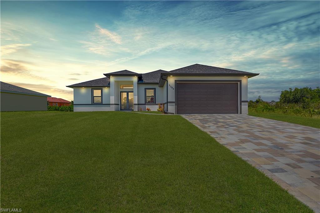 JUST BUILT IN 2022! Gorgeous single family home w/ luxury features throughout. Contemporary design that includes large tile flooring, volume ceilings, French door front entry & on den, open concept kitchen, split bedroom floor plan w/ huge master suite, pavers on driveway & walkways, large backyard w/ plenty of room for a pool, and an open rear lanai. Situated in a non-gated neighborhood, there are no homeowner fees, and you will be a very short distance from tons of shopping and dining options. Very convenient location- easy access to Fort Myers, I-75, SR 82 which takes you all the way to the East Coast, close to several golf courses, and just 15 minutes from the family-fun activities of Veterans Park & Recreation Center.