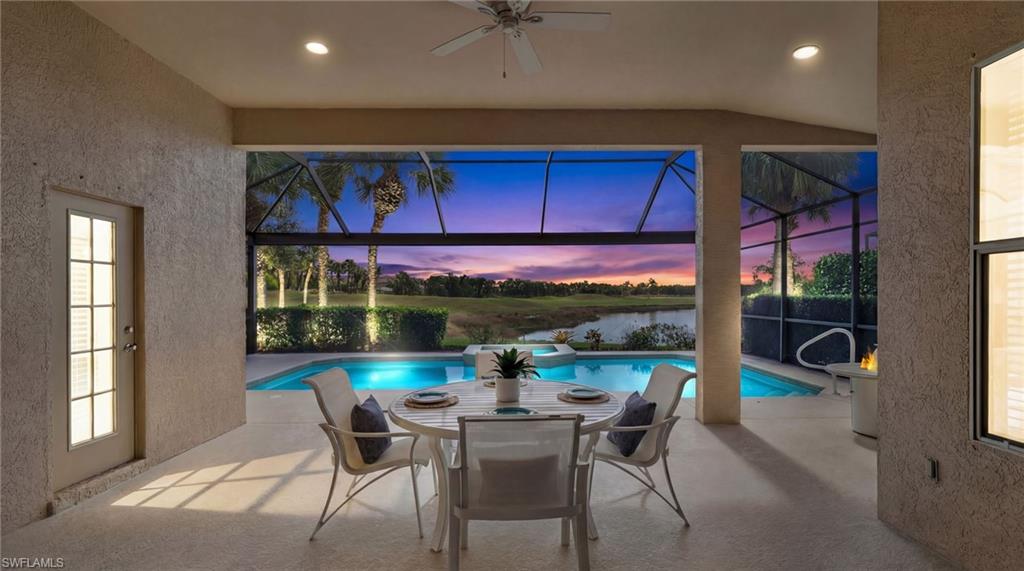 **SELLER IS PREPARED TO CONSIDER ALL REASONABLE OFFERS!!!
Set within the prestigious Miromar Lakes community, this extensively upgraded residence captures stunning panoramic lake and golf course views, overlooking the 11th fairway of the private Miromar Lakes Golf Club. Designed to maximize both scenery and natural light, the home’s open layout flows effortlessly to the outdoor living area, where a picture-frame lanai screen creates a dramatic backdrop of water and fairway vistas without visual obstruction.

Inside, modern upgrades and careful attention to detail are evident throughout. The renovated kitchen showcases custom soft-close wood cabinetry, granite surfaces, stainless steel appliances, and a spacious pantry closet, while oversized 24-inch tile flooring enhances the main living spaces with a clean, sophisticated look. Both bathrooms have been stylishly remodeled, offering updated finishes and enhanced comfort.

Recent improvements add exceptional value and peace of mind, including fresh interior and exterior paint, a newer Trane 5-stage air conditioning system, resurfaced lanai, updated gutters, pool pump, and a newly installed tile roof backed by a 10-year warranty beginning February 1, 2023.

The generously sized primary suite features a custom-designed walk-in closet and direct access to a convenient pool bath — a rare feature in this category. Large windows and ideal exposure allow sunlight to pour into the home all day long, creating a bright and welcoming atmosphere.

Residents enjoy access to the award-winning lifestyle of Miromar Lakes, recognized by the National Association of Home Builders as the #1 community in the country. This extraordinary waterfront destination offers 700 acres of freshwater lakes, miles of white-sand beaches, optional boat dock rentals, and endless recreational opportunities including boating, skiing, tubing, fishing, and sunset cruises. Conveniently located just minutes from the airport, the community also provides quick access to premier shopping, dining, and entertainment destinations throughout Southwest Florida.