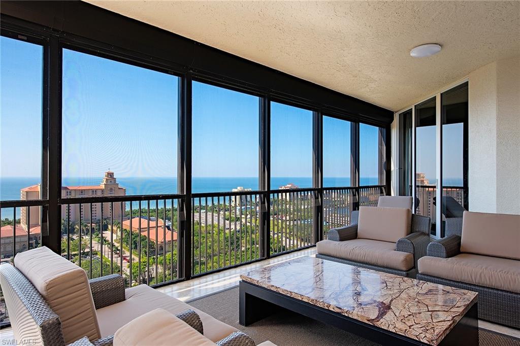 Absolutely stunning Gulf views from this professionally decorated top floor residence with 4,160 sq. ft. of living area encompassing 4 bedrooms, 4.5 baths plus family room. This luxurious condominium offers meticulous details throughout, right down to the built-ins, custom ceiling detail and wall coverings, all of which are completed in a Zen-inspired color palette. Trieste offers some of the finest amenities in Naples and is a stone's throw away from the Bay Colony Private Beach and Tennis clubs.