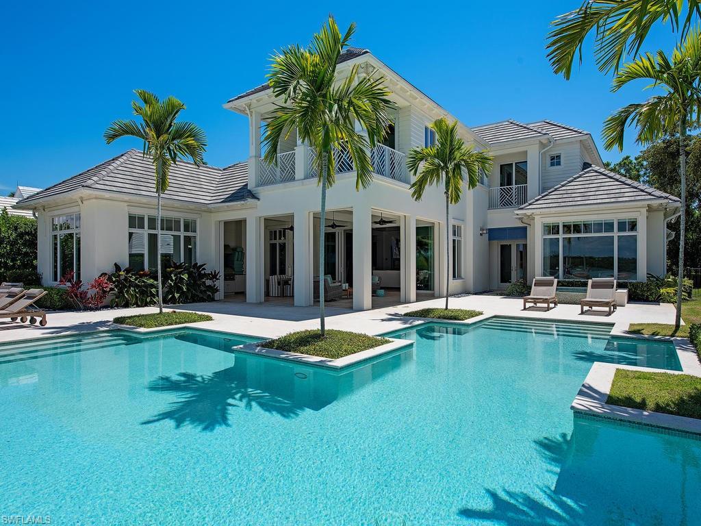Panoramic wide water views from nearly every room. Built in 2015 and designed by Stofft Cooney this beautiful home has a large 1st floor master suite, with his and hers baths, sitting area and 2 generous walk in closets. Perfectly designed where every room except 2 have water views.  There is also a separate guest Casita with stunning views of the water. Gourmet Kitchen, wine room, and larger outdoor living area, with kitchen. 4-car garage, whole house generator, boat dock with 20,000lb lift. Port Royal Membership eligibity.