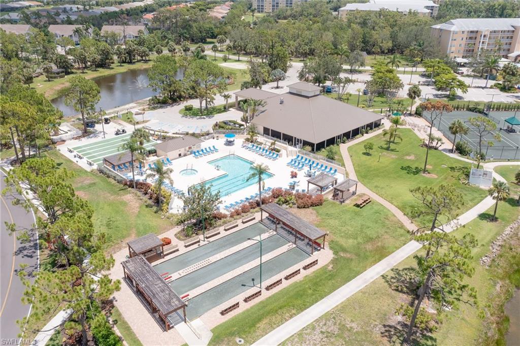 Top floor Seaview model with a terrific golf course and lake view. Well maintained and price for quick sale. Glass outside lanai wall giving a feel of the outdoors while inside. Being sold with enough furnishings you can start housekeeping immediately. The top floor gives you volume ceilings, no noise from above, no leaks from above and the best view. The condo association has a patio area with barbeque grills that is perfect for their numerous community socials and personal entertaining. Breckenridge is a friendly and socially active community has bundled golf with no cart fees, 5 pools, 8 Har Tru tennis courts, pickle ball, bocce, shuffle board and many activities in the clubhouse. Estero is in the heart of Southwest Florida, only minutes from the airport, beaches, 3 huge shopping malls, restaurants galore, public library and state park. Short drive to Naples or Fort Myers. 5G WiFi is included. Please view this home using the MATTERPORT virtual tour.