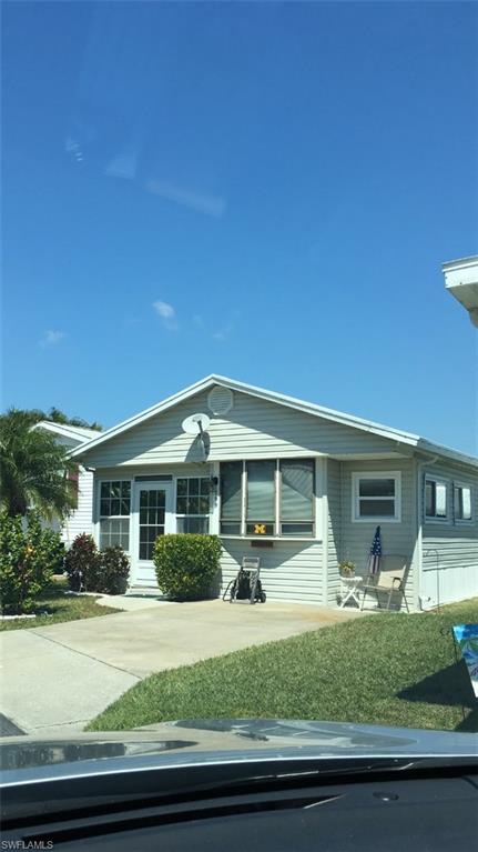 PALMETTO PALMS- Very active 55+retirement community.  Close to beaches, bike trails, shopping, hospital, Sanibel and lots to do within the park.  Tennis, swimming, pickle ball etc.  this is a tidy little unit that has been well maintained.  Roof over, vinyl sided, walk in shower, Fla room with glass windows and heat and a/c. New vanity and commode in bathroom.  Little patio in back that catches the morning sun.A/C 4 years old.  Possession cannot be before June 25th.  Sold turnkey with some personal exclusions.