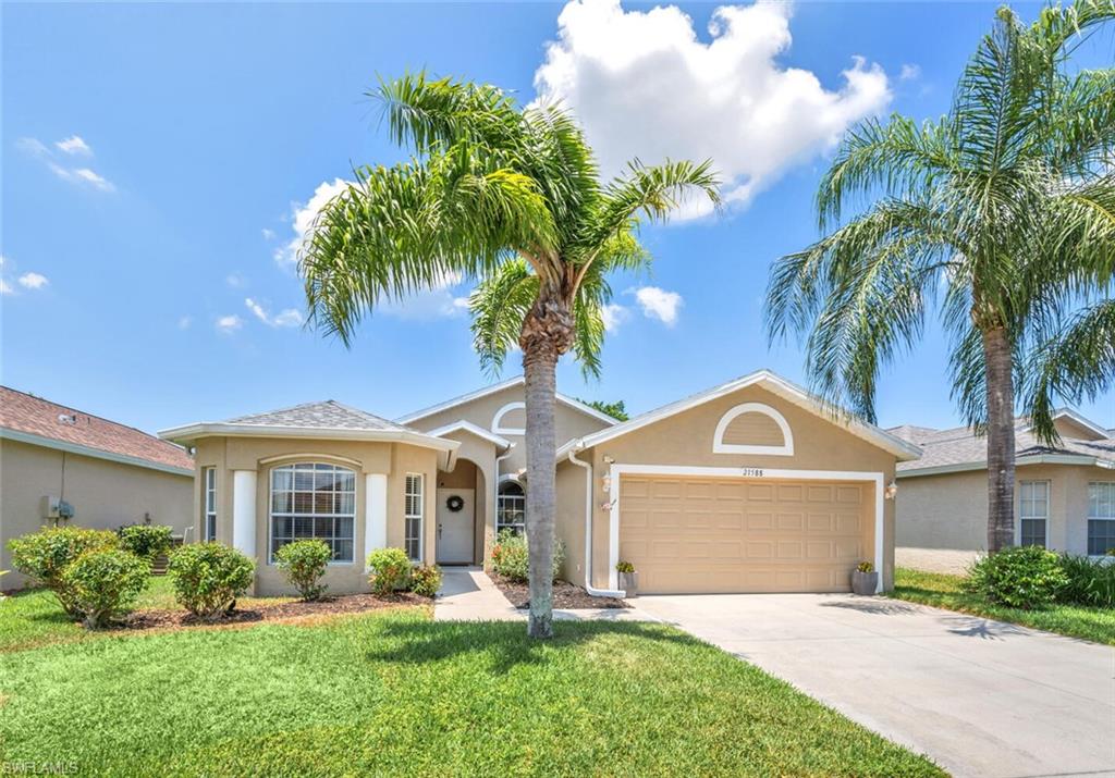 Nestled in a serene setting with breathtaking waterfront views and lush greenery, this charming 3-bedroom, 2-bathroom home offers the perfect blend of relaxation and comfort. Located on the 8th hole of Stoneybrook Golf Club, you'll enjoy gorgeous sunsets with lake and golf course views from your own backyard. The second community pool is just a short stroll away, so leisurely afternoons are a breeze. Dreaming of your own private pool? There's ample space to make that dream a reality. Step inside to discover modern touches throughout, including neutral tile flooring that enhances the sense of openness and elegance. The kitchen is a true gem, featuring granite countertops, soft-close cabinets, and updated appliances. This home comes complete with a new roof (2023) and water heater (2023), ensuring both peace of mind and added value. With all these features and the added bonus of potential for your own pool, this home offers unparalleled comfort and value. Stoneybrook community is conveniently located near shopping and dining, I-75, and RSW Airport.