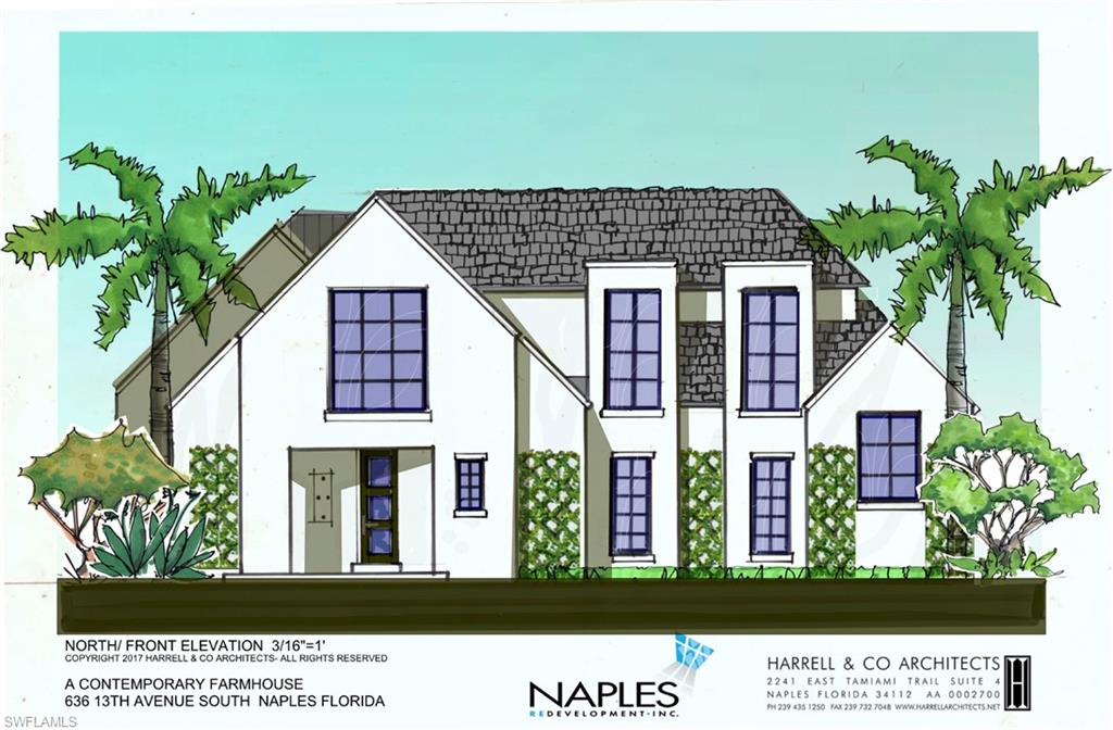 Naples ReDevelopment, Inc. and Harrell & Company Architects have partnered to create this amazing home currently under construction.  Located just blocks to Historic Third Street shopping and dining and the beautiful beaches.  The great room features floor to ceiling walls of glass opening to the pool/spa and outdoor entertaining area.  The 3 car garage is accessed from the rear alley.