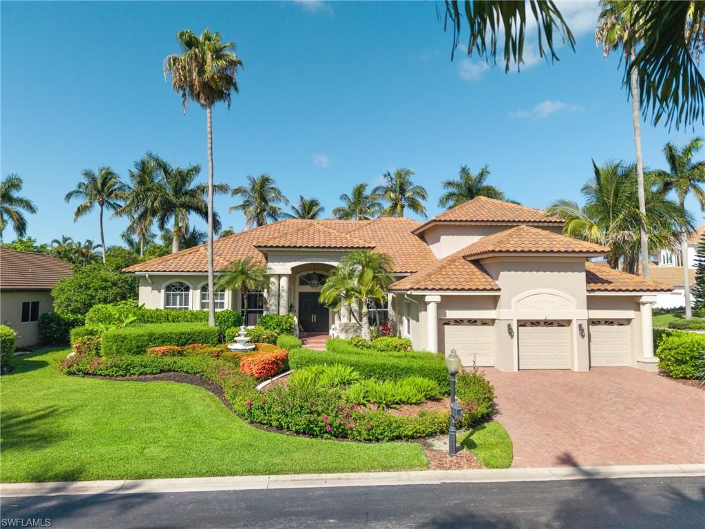 Experience waterfront living in one of Southwest Florida’s premier gated communities: Gulf Harbour Yacht & Country Club. Set on an oversized corner lot in the exclusive Edgewater community, this estate home offers more than 4,900 square feet of luxurious living space. Designed for both elegance and function, it features three bedrooms, each with an en-suite bath, plus a private office, upstairs game room, two entertaining areas, a built-in wet bar with media options, a sitting room, private sauna, and a balcony overlooking the pool, spa, and rock waterfall. Travertine marble flooring brings richness to the main living areas, while carpeted bedrooms add comfort. Additional highlights include soaring ceilings, crown molding, uplighting, lighted fireplaces, neutral paint tones, and abundant natural light. The kitchen is built for gathering, with quartz countertops, two large islands—one for prep and one for seating—a Viking gas range, premium stainless-steel appliances, and plenty of storage space. Outside, a spacious entertainment area, resort-style waterfall, summer kitchen, and lush landscaping create a private oasis. Other features include an oversized three-car garage, resurfaced pool, fresh interior paint, and a 2015 roof. Just minutes away, Gulf Harbour Yacht & Country Club offers optional Golf and Sports Memberships with access to golf, tennis, a state-of-the-art fitness center, full-service spa, multiple restaurants, a private beach, and a deep-water marina. Welcome home.