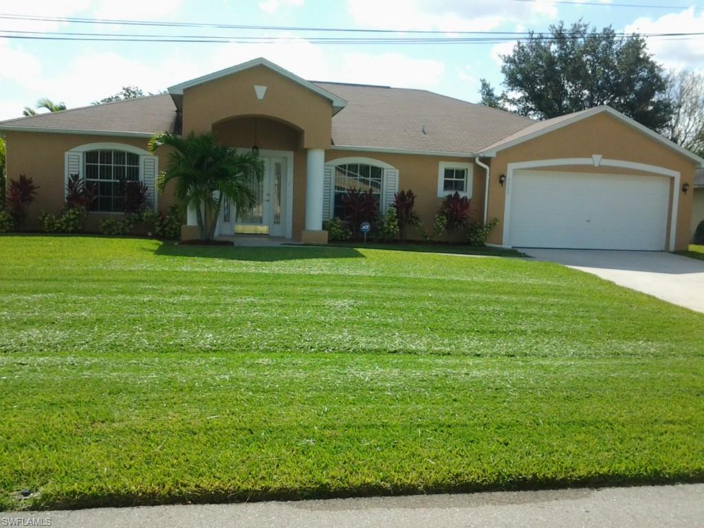 Location, location, location...Beautiful home ready for new owners in SE Cape Coral, centrally located from schools, shopping and restaurants. This Home features 3 bedrooms, 2 bath, 2 car garage and a Den that can be used as a 4th bedroom or office. Kitchen with 42'' wood cabinets, granite countertops and all appliances. Tile throughout with 5'' baseboards; crown-moulding in major areas. Master suite offers a newly tiled shower and a large soaker tub. Freshly painted, lush landscaping and curb appeal...plus ALL ASSESSMENTS PAID!!! Home will not disappoint, come see it today.