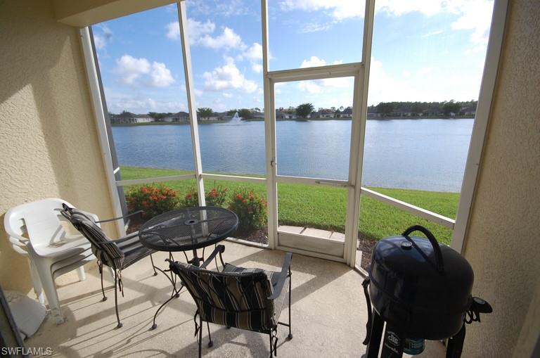 Beautiful lakefront w/ fountain views out the back of this condo!  Nice covered parking spot steps from the front door.  All tile in the kitchen, living room, dining room, hallways and bathrooms w/carpet in the bedrooms.  This condo is cozy, move in ready and presents nice value at affordable price and very good location!  Minutes from most everything one needs! Food, shopping, schools, banking, government, medical offices, all within close proximity of this meticulously maintained, gated, neighborhood. This community has a lot of activities with bocce, tennis, swimming, walking and riding paths/trails, small fitness center, playground, and community room with activities at the clubhouse.  This condo could be taken to the next level of enjoyment and value by someone who is willing to do a little updating! All landscaping, lawn care, exterior pest control, building insurance, amenities, included at a very reasonable cost.