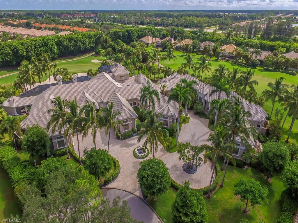 H.10997 - Exceptional, one of a kind estate located in the exclusive community of Estates at Grey Oaks situated on a double lot.  Palatial and magnificent, this 5 bedroom + 2 study home blends sophistication and finish throughout its 13,416 Sq.ft. of living space.  Features include marble and wood flooring, coffered ceilings, 7-car air conditioned garage spaces + golf cart garage, linear diffusers, theatre room, sauna and steam rooms, stunning billiards room, wet bar, his and her studies, gas fireplaces, his and her walk-in closets with beautiful finishes and much more.  The 2-bedroom guest house encompasses 3,414 Sq.ft. of living space and has a large master suite with walk-in closets, family room and kitchen.  The expansive lanai is perfect for entertaining or relaxing with the family with a beautiful 50’ custom pool with sun shelf and spa, pool bath, extra storage, outdoor fireplace & kitchen and golf course views.  This Grey Oaks address enjoys world class golf & amenities yet is advantageously close to the art galleries, boutiques & bistros that make living in Naples a true luxury.