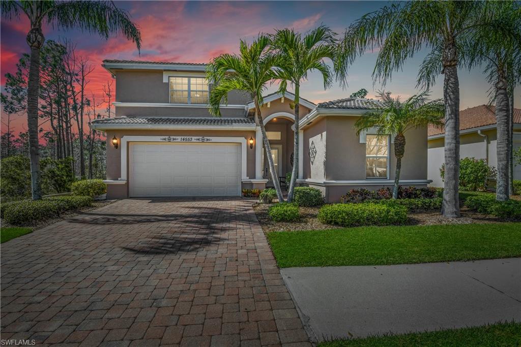 Gorgeous pool home surrounded by a preserve area in Sterling Oaks! Commencing in March 2019 a new roof will be placed on the home-a $60k value! This stunning former Builder's Model with no detail overlooked is furnished with all high-end furnishings which will convey with sale of the home, and it is situated on a premier end lot. The massive preserve area is on one side of the home and in the rear-giving the Southern facing pool lanai a very private setting with a peaceful & serene feel. Offering over 2,400sf of living space with elegant architecture, crown molding, custom cornice boards & drapes, arched entryways, large tile set on diagonal, tray & volume ceilings. The open concept kitchen features new appliances, designer cabinets, and mosaic glass tile backsplash. A bonus/media room spans the second floor of the home with a large 17x5 ft walk-in closet-could be a extra bedroom if desired. Sterling Oaks is a premier Tennis Community with optional monthly or annual tennis memberships and resort style amenities-olympic size pool, fitness center, Tiki bar, bocce ball, pickle ball, & more. Only 3 1/2 miles to the beach, and close to the finest shopping & dining Naples has to offer.