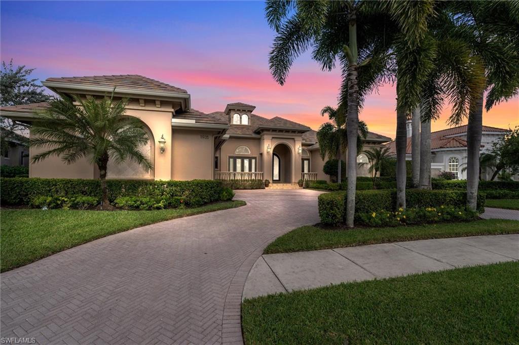 Picture yourself in the extensively renovated club facilities within the guard-gated, highly coveted Twin Eagles Country Club Estate Community. Situated on the best lot with superb panoramic golf and lake views and a private large custom pool with cascading waterfalls & screened lanai. FULL TRANSFERABLE GOLF MEMBERSHIP too! The stunning light & bright interior features a spacious guest house/cabana, gourmet kitchen with a large center island, generous cabinets & counter space amd top line appliances. The sumptuous owners’ suite features 2 walk-in closets, dual vanities and a luxurious walk-in shower. Additional bedrooms include lovely appointments and fine finishes. The home features high tray ceilings, plantation shutters, crown molding and 10" baseboards, high-end fixtures & ceiling fans and outdoor kitchen with built-in grill, sink & refridgerator and so much more! Enjoy resort style amenities with a spectacular clubhouse, pool, miles of nature trails, an expansive exercise facility, sauna, Bocce ball, tennis & pickleball and more. Relax at the exclusive dining room for lunch, dinner or lounge. Just minutes to restaurants, shopping, entertainment and the Gulf Beaches!