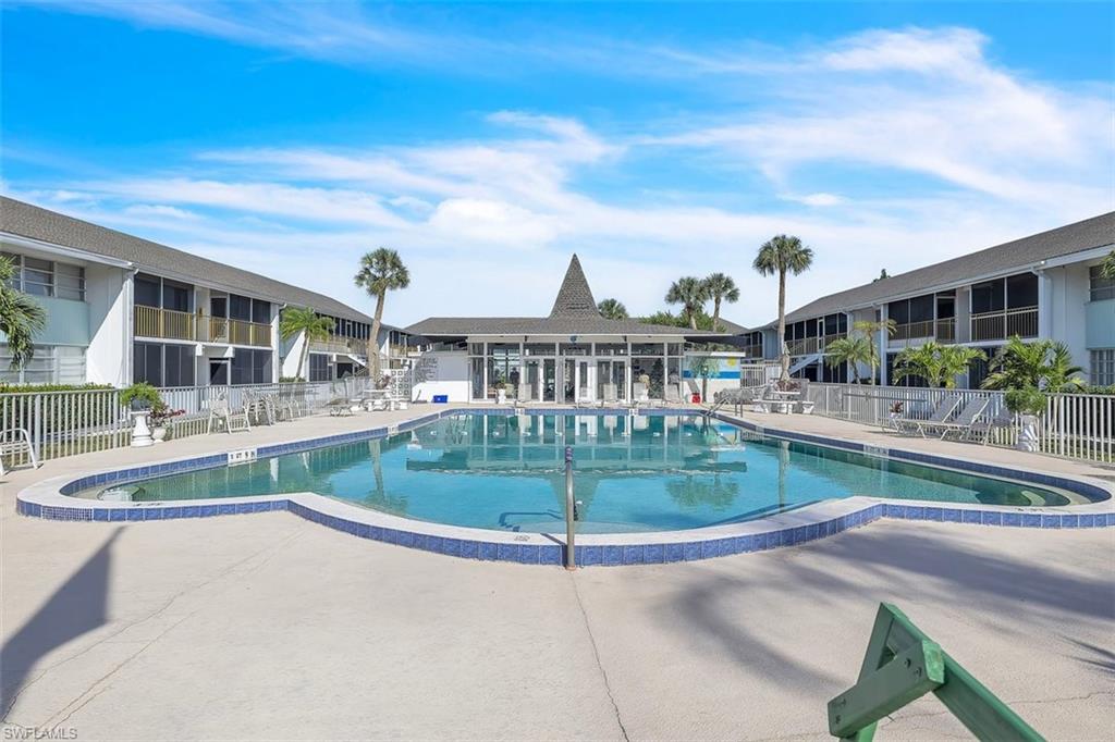 SELLER MOTIVATED!! Welcome to Country Club Estates! 55+ Community.  Perfect for either a winter getaway or full time living. Low monthly fees. Enjoy the serene park like view from your lanai.  Unit has a new electrical panel, New Roof 2023 with all assessments paid. Well maintained partially furnished 1/1 condo with vaulted ceilings, beautiful hardwood floors an extra large walk in pantry or storage closet inside the unit, plus two additional outdoor storage spaces.   The interior laundry area is near unit and shared with only three other units. Residents of Country Club Estates love the new exterior paint, oversized heated pool and lounge area. The large clubhouse features indoor/outdoor showers, bathroom and kitchen facility for gatherings with family & friends! Additional amenities include a BBQ patio, community room, billiards and shuffleboard. Location Location Location near Country Club Boulevard and Cape Coral Parkway and close to all the wonderful activities, restaurants and shopping Cape Coral has to offer.