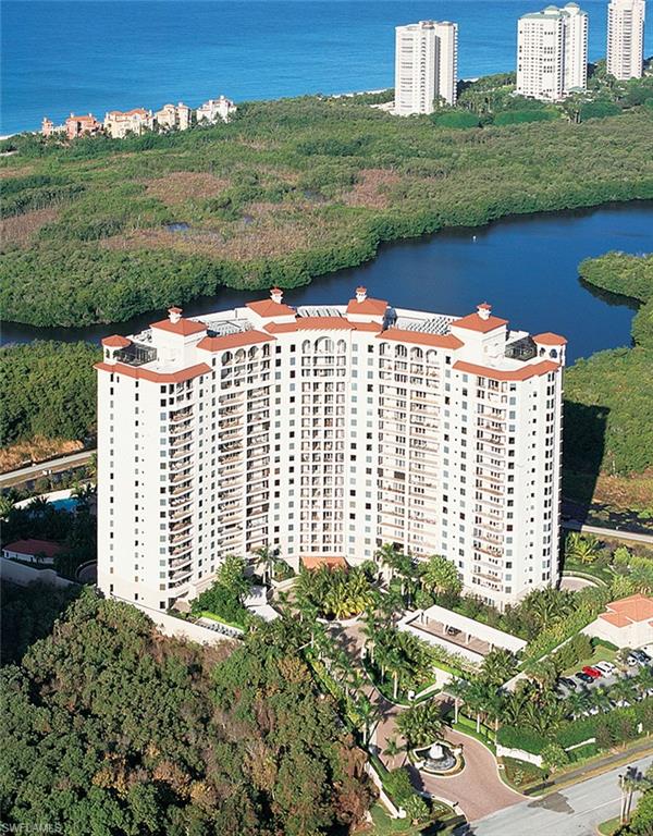 Breathtaking views from every room in this exclusive penthouse residence located in one of Pelican Bay's most prestigious buildings, The Montenero. This home offers 6,940 sf. of air conditioned living space that lives like a single family home. Each guest bedroom has its own bathroom and the master bedroom has a his and hers bath which include a bidet and a jetted tub and custom wood built-ins in the his and her closets. The African Walnut and White Pine wood flooring accentuates the home in all the living areas. Sliders are all floor to ceiling with 10' ceilings to show off the stunning views from all the doors.  The screened terrace offers 87' of space overlooking the Gulf of Mexico towards Bay Colony and Vanderbilt Beach. The outdoor covered Gazebo boasts a gas fireplace, grill area and a private spa on the rooftop. Enjoy views of the city and Pelican Bay while enjoying a steak and a glass of wine. Great space to entertain.