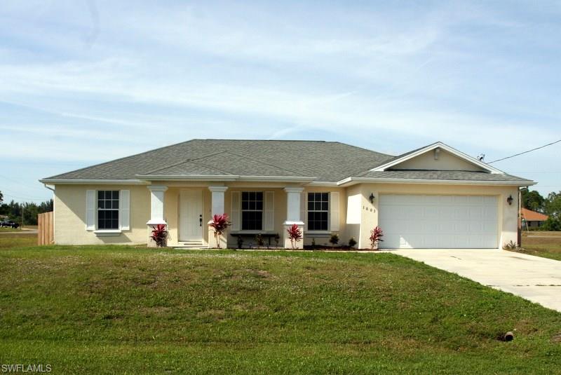 Charming very well maintained home with 3 bedrooms, 2 bath, and Den. Very large living room area with cathedral ceilings. Master bath features jetted tub, separate shower along with dual sinks. New all wooden fence encloses the entire large backyard. Room for a pool.  Windows and Doors are Impact Resistant. Washer & Dryer included. Guest rooms and Den are connected via Jack & Jill Bathroom with Tub/Shower combo. This home has quick access to I-75 and Ft Myers. Home comes with a one year Home Warranty. Schedule your showing today!