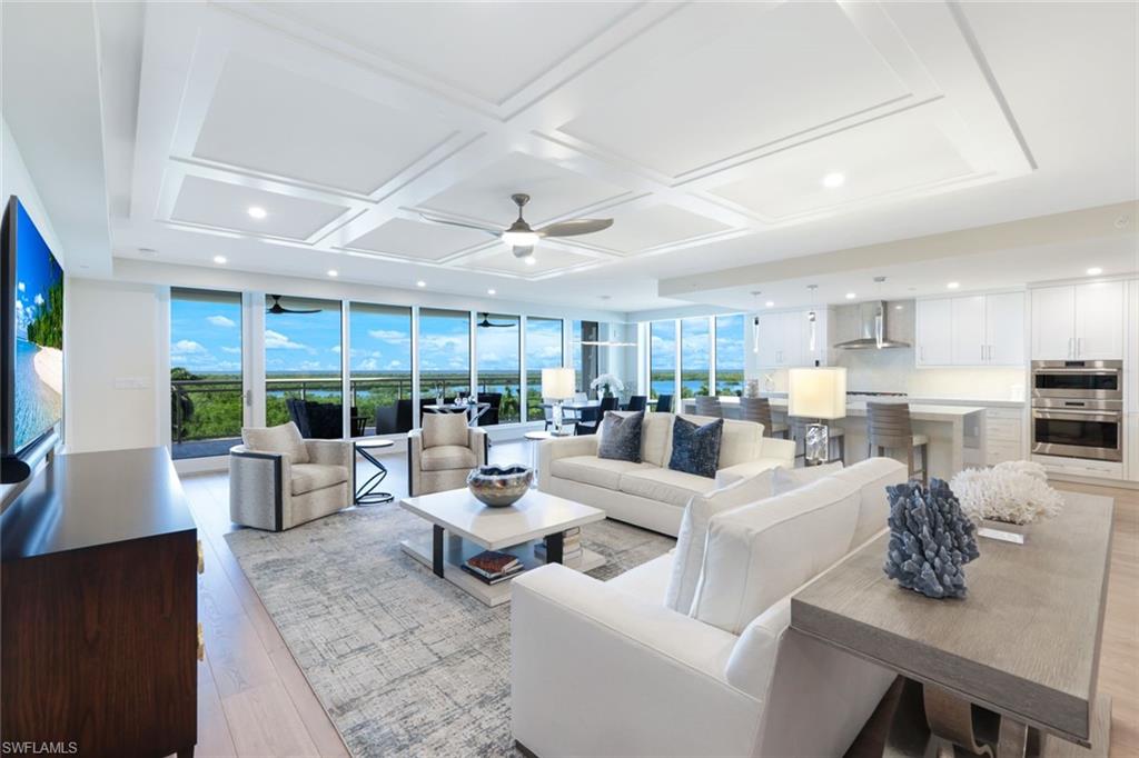 Stepping off the private elevator into this beautiful home your eyes immediately focus on the very special views of Gulf and Bay through sparkling floor to ceiling windows as the END UNIT location expands and enhances the views. The thoughtful selection of fine finishes and attention to detail is evident throughout the living / dining rooms and kitchen. The kitchen features Chef-grade Wolf and Subzero appliances, pantry with prep area and a large island  destined to be the hub of social and family gatherings. The luxurious Owner's Suite wall of windows provide natural light and limitless views. Owner's suite also features a spa-like bath and custom fitted walk-through closet. The beautifully appointed den/home office and two full en-suite guest rooms complete the package. Kalea Bay Tower 200 features a rooftop pool with sundeck, fitness area, covered gathering space and gas grilling areas. The full-service Club at Kalea Bay features a new wellness center two gourmet restaurants, tiki bars, 3 separate pools, an active tennis / pickleball program, well appointed Guest Cottages and much more.