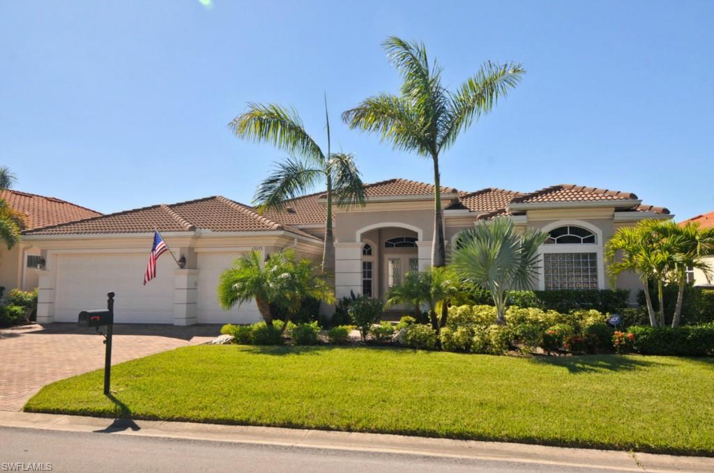 Exceptional Royale Versaille built by Toll Bros.Enter into your foyer, and look out through Beautiful french doors onto the  fabulous salt water pool  and spa on the expanded lanai overlooking a wonderful Lake. Has a great summer kitchen with range hood for outdoor entertaining. Breakfast bar surrounds gourmet kitchen and has custom tile underneath, upgraded cabinetry,Granite,Stainless steel appliances .SO many upgrades,  Impact Glass Windows, 2' higher garage door on  2 bay side. Amazing Master Bedroom suite with wood floors lighted coffered ceiling. Jacuzzi Tub with Jets, Separate frameless door shower, Bidet,  double sinks and granite.wood floor and Two huge walk in closets.Walk in closets in all bedrooms. Two guest rooms share Jack and Jill Bath, third Guest room has  separate bath. Llight fixtures are upgraded. All Bathrooms have double shower heads. There is a powder bath located off the foyer and Office/Den. All rooms and Lanai have Surround Sound System. many light switches have dimmers,  gutters on exterior and $10,000 upgrades in Landscaping and landscape lighting. Wood Floors and Plantation Shutters in office. Lots of Crown Molding. TURNKEY FURNISHINGS ARE MAGNIFICENT