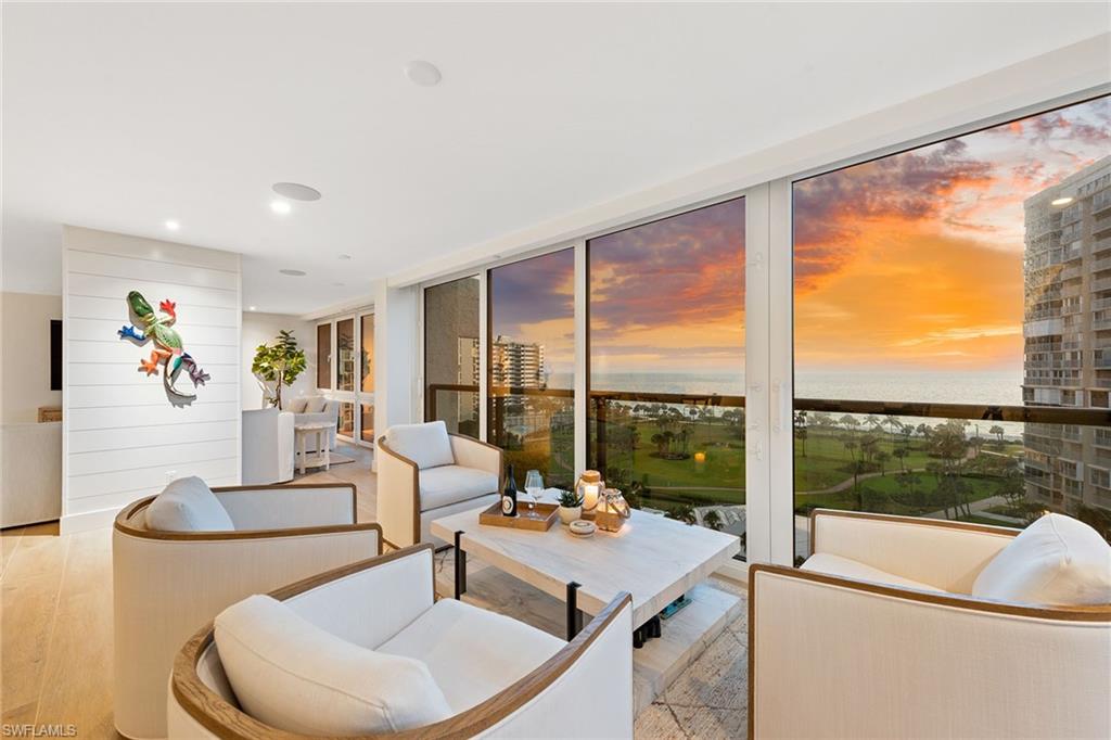 Showstopping vistas of the Gulf of Mexico instantly greet you as you enter this west-facing residence on the ninth floor. Completely remastered in 2022 and offered furnished, no expense was spared throughout this unit’s three bedrooms, 3.5 baths and incredible living spaces. Accented by its floor-to-ceiling windows and sliding doors, this bright, open floor plan showcases an incredible great room and kitchen area with sparkling gulf views setting the perfect backdrop. Entertain in the beautifully appointed great room, or gather in the stunning kitchen featuring custom cabinetry, coffee bar and oversized island with seating for six. The owner’s suite offers stunning gulf views in the bedroom, a spa-like bath and walk-in closet with custom built-ins. Both secondary bedrooms offer gulf or bay views and en-suite baths. Allegro has just completed a magnificent remastering of its lobby, atrium, and common areas that have transformed it into one of the premier boutique buildings on Gulf Shore Boulevard North. Allegro also features a 24-hour lobby attendant, a large pool area, fitness facility, is steps to the beach, and minutes to shopping and dining at Venetian Village.