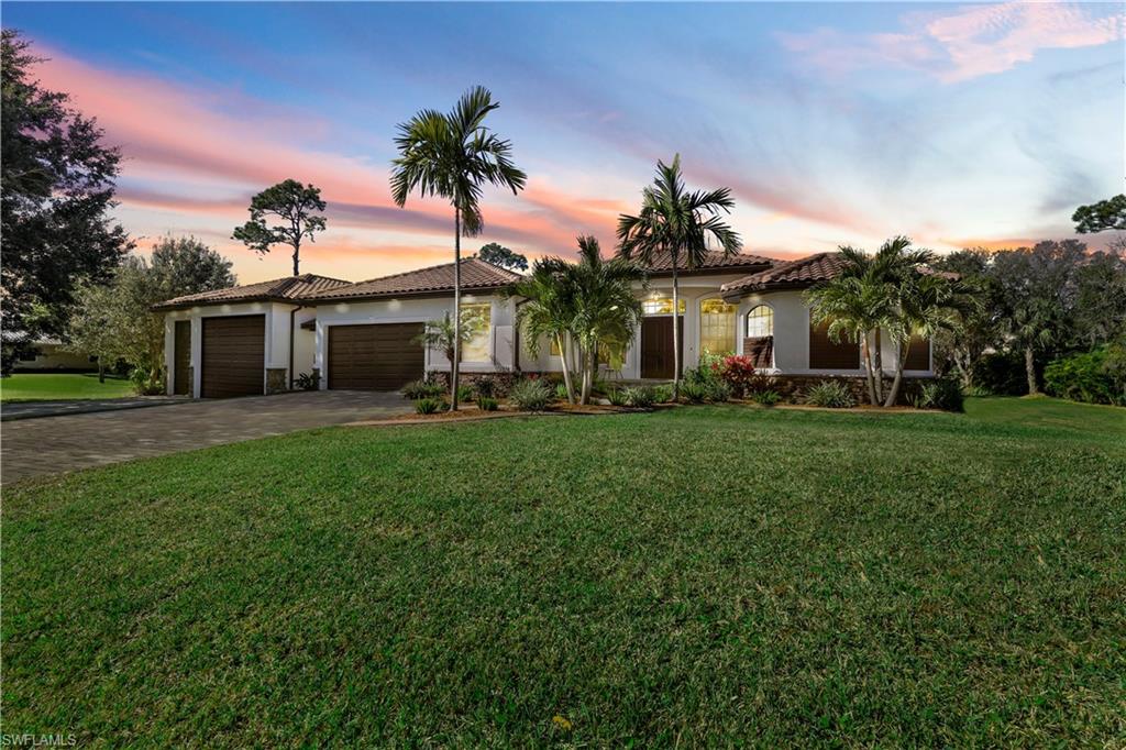 SELLERS ARE MOTIVATED! Skyline Woods is a 24-home gated community located along the Caloosahatchee River, just five minutes from downtown. Situated on 1-acre, this 2015 home has incredible upgrades with stunning features, including an outdoor patio and pool package worth over $200K. The turn-key property offers a beautiful one-level great-room floor plan including three bedrooms plus office, a gorgeous kitchen, a large laundry room with storage, two-car garage, and a 1177sq.ft. RV garage. The main suite offers large walk-in closet, an over-sized bathroom with travertine floors, his & her vanities, a soaking tub, a large travertine shower, and a sliding glass door entrance to the screened patio. As the pocket sliding door opens from the great room, head over to the custom pool house with an outdoor kitchen and entertaining space. Relax at the resort-style pool or sip a cold beverage while you enjoy the privacy of this beautiful backyard. Enhancements are plentiful and include two fireplaces, stainless steel appliances, granite countertops, a sound system, crown molding & tray ceilings, LED lighting, a gorgeous kitchen, and a fenced-in pool area.