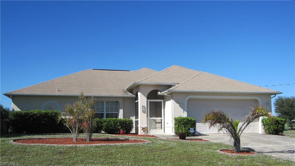 Contract with kickout clause.
OVERSIZED TRIPLE lot!  If you are looking for a FURNISHED/TURNKEY home with a BIG BACKYARD….this is it!  Home has a split-bedroom designed which offers guests bedrooms on one side of the home and Master Bedroom on the other side for the utmost privacy. Master bedroom retreat offers TWO large WALK-IN CLOSETS. Separate Laundry Room comes with washer and dryer.  FENCED backyard to protect your kids and furry friends!  Western Exposure offers sunsets that everyone likes. And your insurance company will be happy knowing that this home comes with hurricane shutters. You'll also love that this home is about 5 miles from an 18-hole Championship Golf Course. And easy access to Fort Myers International Airport which is only is only about 28 miles away. Close to shopping, restaurants, library, etc...