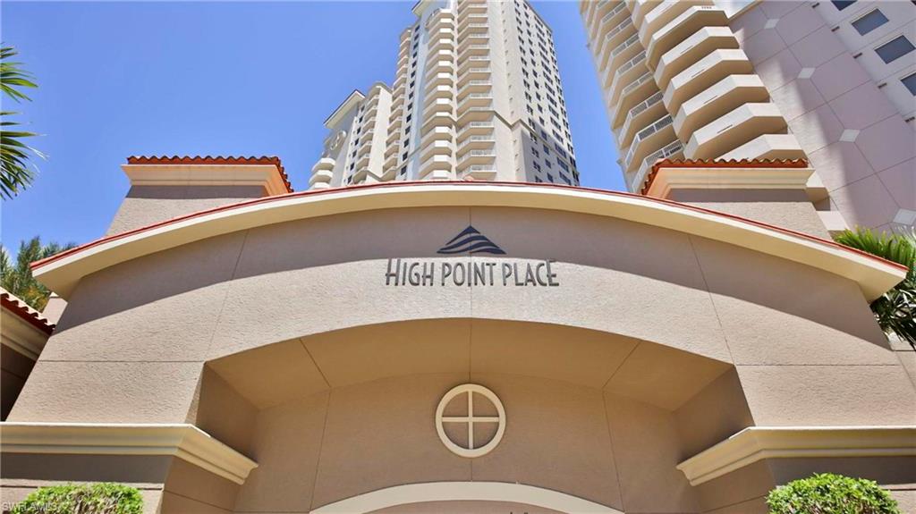 Welcome to High Point Place, the 'Crown Jewel' of the Fort Myers River District!  This stunning 23rd floor residence is a formal builder model with many quality features:  10 foot ceilings, crown moldings, custom wall trim and window treatments, chef-friendly kitchen with walk-in pantry, spacious master bedroom with California closet and ensuite bath,  office/craft room, and absolutely no carpeting!  The ever-changing views from either balcony are spectacular!  You'll be just a short walk or drive to downtown where you will enjoy dining, shopping, entertainment and special events.  High Point Place has much to offer: fitness center with his/her saunas; pool, hot tub, BBQ grills and cabana area; gathering room for community gatherings or private events; business conference room, assigned parking in secure garage and a storage locker in climate controlled room.  The best part?  The camaraderie among the residents enjoying life to its fullest! This is your time...wait no longer!