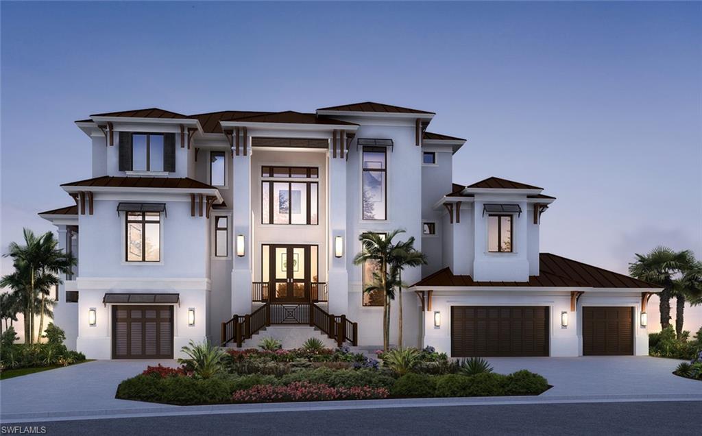 BOATER’S DREAM…GULF ACCESS PROPERTY.  NEW CONSTRUCTION with completion February 2021. This coastal contemporary home was designed to encompass panoramic views & beautiful sunsets overlooking the widest part of Little Hickory Bay facing Barefoot Beach & the Gulf of Mexico to the west.  It includes a private dock with two lifts & new 180' seawall constructed in 2020.  Furnished & professionally designed, this 5BD/5.5BA has an open floor plan featuring a Chef's kitchen & island, SubZero & Wolf appliances, outdoor grill & living area with fireplace, motorized shutters & screens. Grand living & dining area with cathedral ceiling & custom cable wine system in the great room, tankless gas hot water, dual master suites, dual laundries, built-in closets, Andersen impact windows, elevator, metal roof, infinity pool & spa, gas fire pit, 4+ car garage with bonus space & is built to the most stringent Collier County building codes. For those who want a one-of-a-kind location, the adjacent 80’ waterfront lot is available for a large private waterfront compound, guest house or RV storage. No HOA Fees! Convenient to Coconut Point Mall & Mercado with easy access to I-75 & SW International Airport.