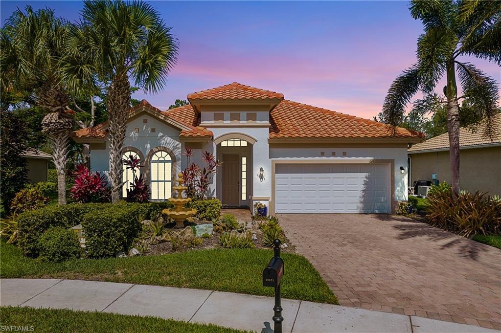 CHECK OUT THE VIRTUAL TOUR! Epitome of luxury living in this stunning pool home in Bonita Springs' sought-after Hawthorne community. This residence is a tranquil oasis with spectacular FL sunsets! Short drive to the BEACH, RESTAURANTS, OLD 41 & it is an entertainer's dream! The open concept layout, soaring ceilings, and expansive sliding glass doors create a seamless flow, while the cul-de-sac location ensures privacy. Enjoy breathtaking pool views in 3 seating areas, the soothing sounds of water from the 2 water features, with travertine tiles, sea life mosaics, and LED lighting, perfect for outdoor gatherings. The kitchen features elegant grey bead board cabinetry, granite counters, a custom backsplash, and under-cabinet lighting. With tile throughout and plantation shutters, the home exudes elegance. Step inside to discover the upgrades, including crown molding, NEW LG Smart Refrigerator, upgraded lighting fixtures & fans. Plus, NEW TILE ROOF! Not in a flood zone! Amenities include a resort-style pool, fitness center, tennis, pickleball, playground & guarded gate. With its inviting floor plan this home is a true gem. Don't miss your chance to call Hawthorne Bonita Springs home!