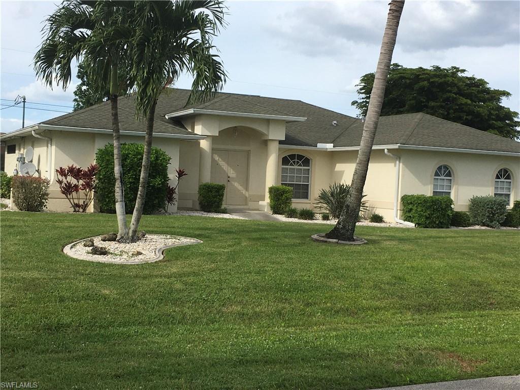 Beautiful pool home in extremely convenient Cape Coral location! Custom, upgraded kitchen with easy access to pool dining area and formal dining room. Split floor plan with spacious master bedroom and bath along with three additional bedrooms gives plenty of space for everyone in the family and guests. Large family room can accommodate everyone for those special holidays and events. This home has been meticulously maintained and is move in ready for the right buyer. The oversized driveway provides extra parking as well. Pool area has room for dining and living room furniture. Pocket sliders make this area blend in as a part of the home when opened. This home will be perfect for the upcoming holiday season...