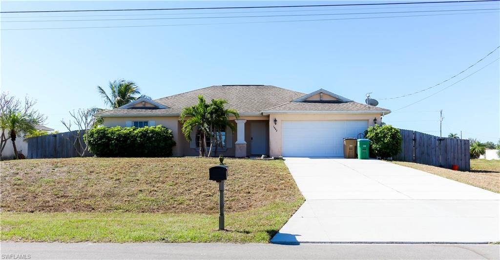 Beautiful Cape Coral Home with 3 bedrooms 2 bathrooms and a den. This home sports large living room, formal dinning, and office den with built in desk that leads to guest bedrooms and guest bathroom. This split floor plan makes this home perfect for any family if you have kids or better yet in-laws, what better luxury than keeping them on the opposite side of your space. Enjoy your new huge screened in lanai over looking your fruit trees (mango & avocado) and your private fenced in yard making this home perfect for get togethers or family holidays. Home also has hurricane impact windows easily an $8,000 upgrade, Stainless Steel Appliances and direct port pest control perfect for keeping pest away from your home. Almost forgot, there are no more hot laundry days with your in residence laundry room meaning no more hot laundry days in the garage. Call your Realtor today and schedule your private showings. Seller to also include closing cost up to $10,000 towards buyer's closing cost THAT'S HUGE!!!!!!!!!
