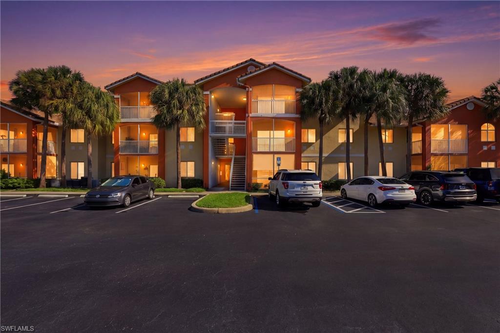 Welcome to this wonderful second-floor 2-bedroom, 1-bath condominium located in the gated Tuscany Gardens community off Plantation Road and Daniels Parkway. The open-concept living and dining area is bright and inviting, featuring sliding glass doors that lead to a private screened-in lanai—perfect for relaxing and enjoying the Florida weather. The kitchen is neat and functional with ample cabinet and counter space, offering a great foundation for personal touches or future updates. Added bonus is an exterior storage closet, large in size, for extra storage! Tuscany Gardens is a beautifully maintained, pet-friendly community with resort-style amenities including a heated pool and spa, clubhouse, fitness center, tennis courts, and secure gated access. The HOA fee conveniently includes water, sewer, and trash service. Centrally located in Fort Myers, just minutes from Bell Tower Shops, Metro Parkway, I-75, and US-41, this well-kept condo is an excellent opportunity to enjoy immediately while updating at your own pace.