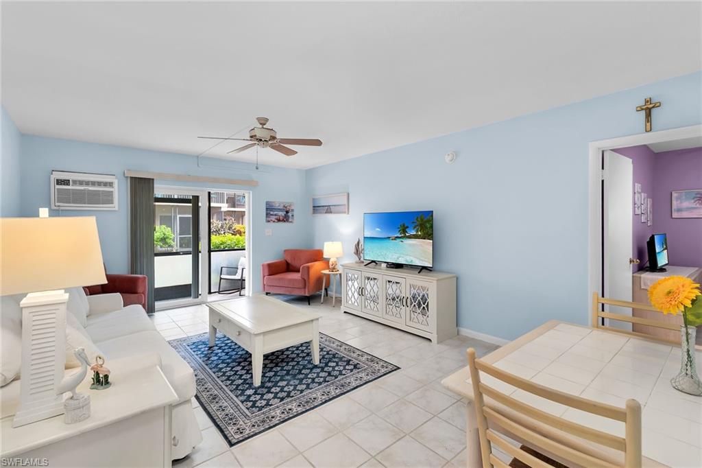 Beautiful first-floor condo just steps from the white sandy beaches of Marco Island. Recently painted, this charming unit features new hurricane-resistant windows and a gorgeous view from the lanai. Tile flooring runs throughout the condo, creating a clean and cohesive look. The updated bathroom includes a modern LED lighted mirror. Enjoy the convenience of first-floor living in a prime island location, close to the beach, shopping, dining, and all that Marco Island has to offer.