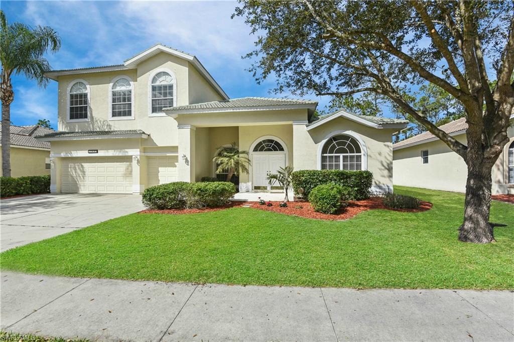 Amazing pool home in the gated community of Stoneybrook! This meticulously cared for two-story home has a preserve view and offers plenty of room for every member of the family with ALL the bedrooms located on the first floor, a massive bonus/media room w/ half bath & open closet on the second floor, and a spacious extended rear lanai with a heated pool & spa. The master suite situated off of the living room features a custom shade on the sliders to the pool lanai & a bay window system overlooking the pool, then two guest rooms and a guest suite that has a pool bath sit off of the family room. This home has a wonderful layout with volume ceilings, custom crown molding, a family room (featuring a shiplap accent wall) & living room design, split bedroom floor plan, open kitchen w/ built-in desk, 3-car garage, formal dining area & breakfast nook, a large den. Brand new carpeting was installed Feb '19, the entire lanai has been freshly painted, and new hardware has been installed in the kitchen. Stoneybrook is an active gated community w/ a guard 24/7 that offers resort-style amenities including pool & spa, tennis, inline skate rink, sidewalks, & kiddie playground.