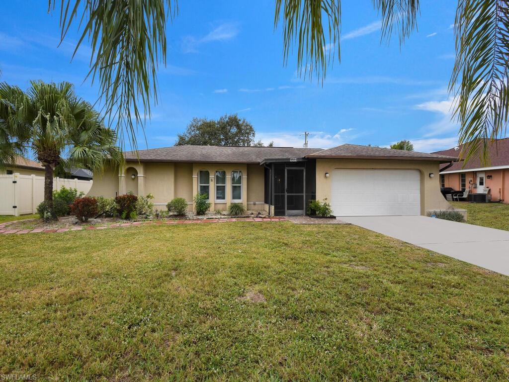 Fantastic single family home in Cape Coral! This home is situated in a non-gated neighborhood with easy access to Midpoint Bridge & to the North Bridge leading to the redeveloped River District of Fort Myers. Offering a sprawling layout, screened front entry, great room design, den, long laundry room w/ lots of storage, split bedroom floor plan, cathedral ceiling, wide galley kitchen, massive screened rear lanai, disappearing sliders (even in kitchen), large backyard w/ room for a pool if desired, and a 2 car garage. Close to lots of shopping & dining options- only 12 miles from Matlacha where you can find some of the best fishing in SWFL along w/ seafood restaurants & art boutiques, less than 2 miles from a community boat ramp right off of the Caloosahatchee River, only 5 minutes from Four Mile Cove Ecological Park w/ nature trails & kayak launch, and only 16 minutes from the River District of Fort Myers.