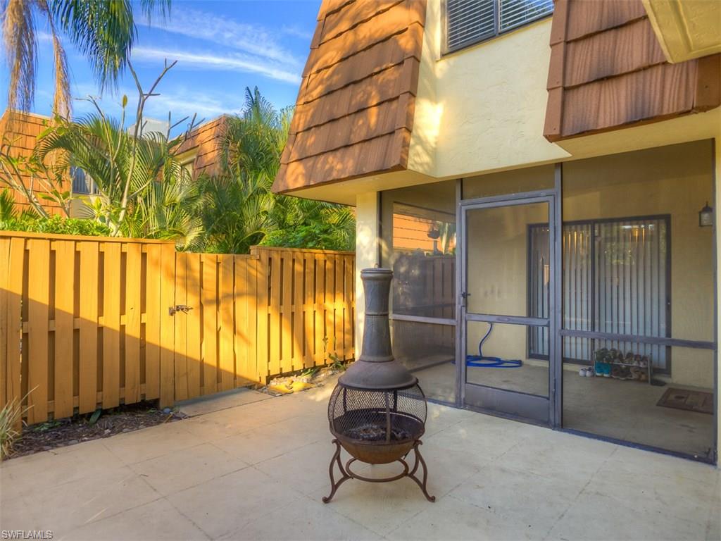 This large three bedroom, two and a half bathroom townhouse is in an excellent, central location just off of Summerlin and Boy Scout in Ft Myers. The first floor kitchen and living room each have sliding glass doors opening onto a private patio/courtyard. Master Bedroom has a balcony with a sliding glass door overlooking your partially screened in courtyard. Large closets in every room. The Community Pool is heated year round with new pool side furniture on the way. Newer refrigerator, range and microwave. This unit has two assigned parking spaces and guest parking as well. HOA Fee includes fence, roof, lawn care, exterior maintenance, irrigation, water sewer and insurance. Conveniently located for shopping, schools, dining, biking, airports, beaches and much more! Great floor plan maximizes square footage for an amazing feeling of openness and space. As a added bonus unit is centrally located and close to Tanglewood Elementary school and bike paths.  Come check it out today, this one won't last long!