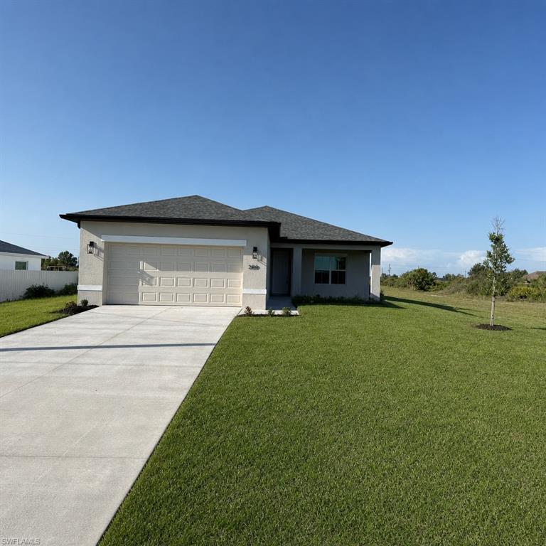 Available immediately for annual rent, this brand-new 2026 construction in Lehigh Acres offers modern living in a peaceful setting. Never lived in, the home features 3 bedrooms, 2 bathrooms, and nearly 1,600 sq ft of thoughtfully designed living space. The open-concept layout showcases a spacious kitchen with a large island—ideal for cooking, gathering, and entertaining. Situated on a 10,000 sq ft lot, the property provides generous outdoor space while maintaining convenient access to local amenities. Additional highlights include Laundry room, Two-car attached garage, Bright, modern finishes throughout A perfect opportunity for anyone seeking a fresh, move-in-ready home in a growing community.